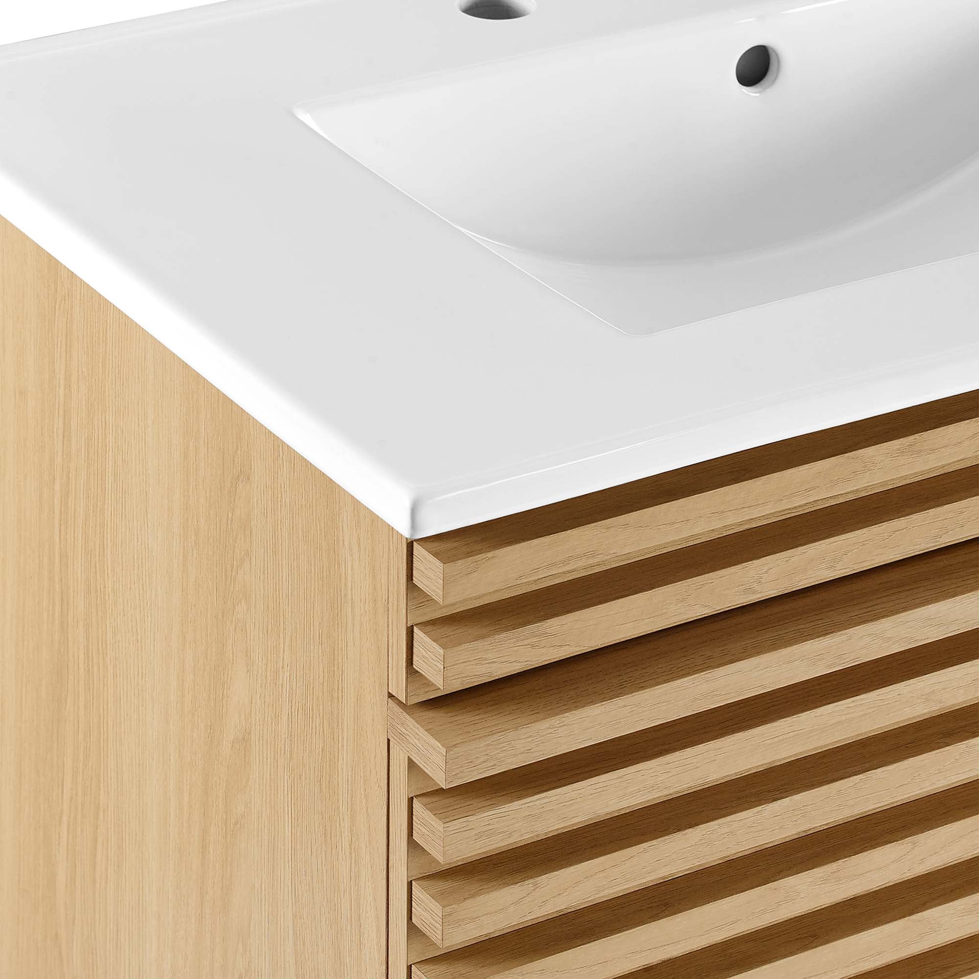 Render Wall-Mount Bathroom Vanity with White Basin Included by Modway