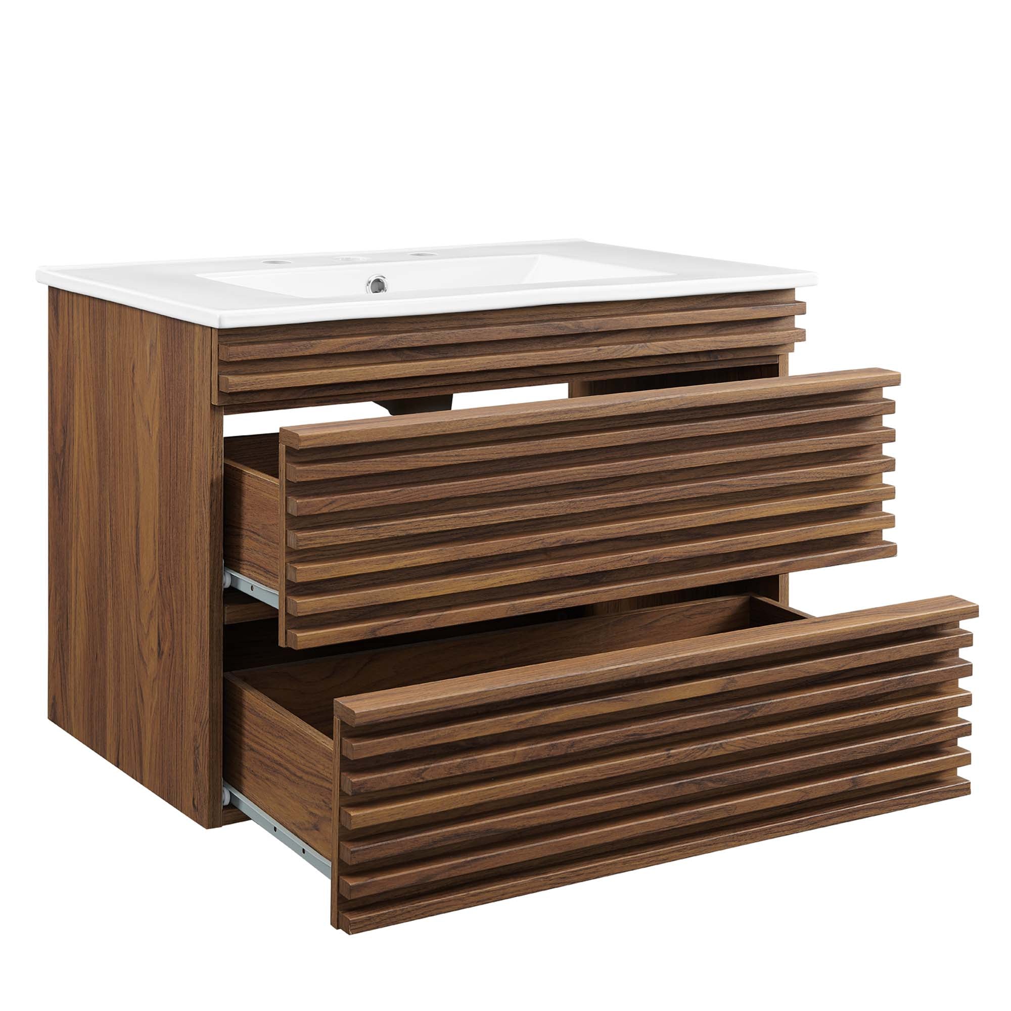 Render Wall-Mount Bathroom Vanity with White Basin Included by Modway