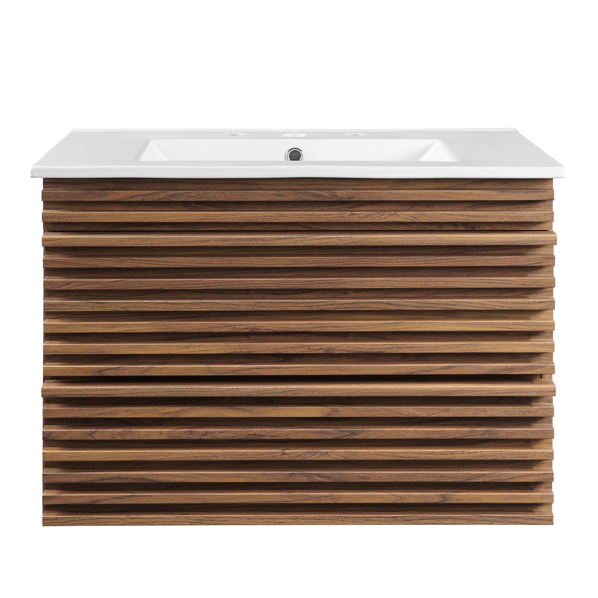 Render Wall-Mount Bathroom Vanity with White Basin Included by Modway