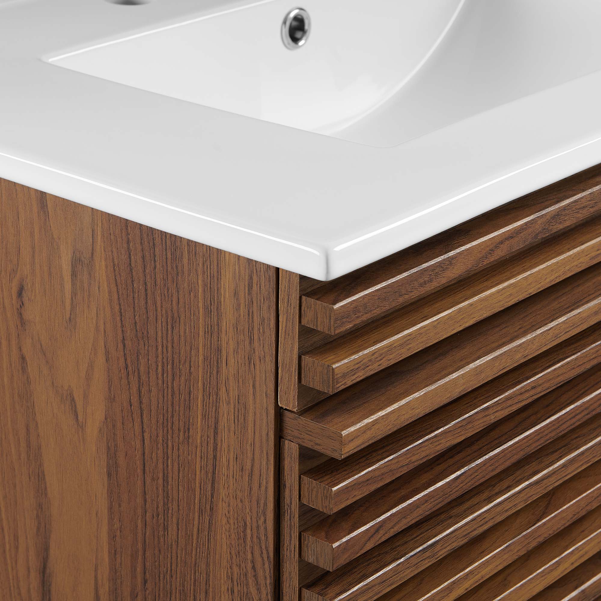 Render Wall-Mount Bathroom Vanity with White Basin Included by Modway