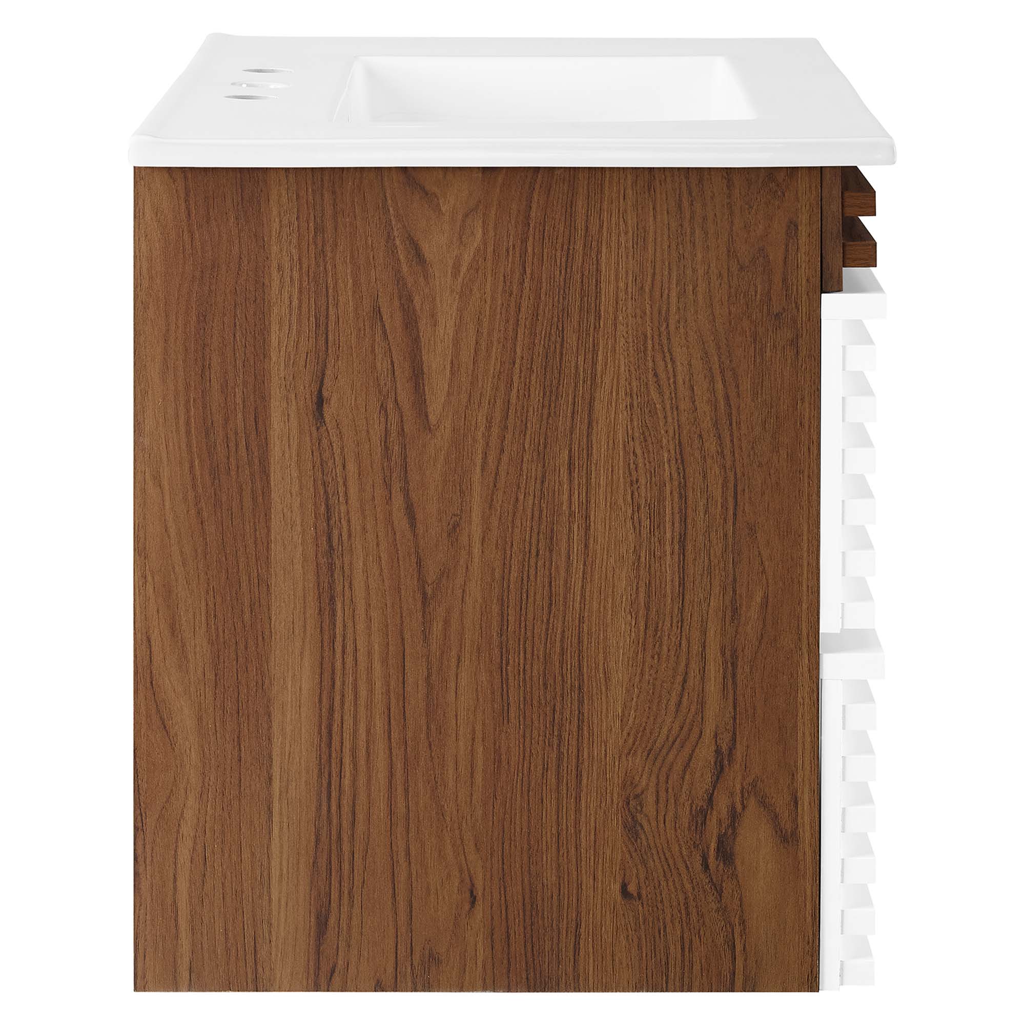 Render Wall-Mount Bathroom Vanity with White Basin Included by Modway
