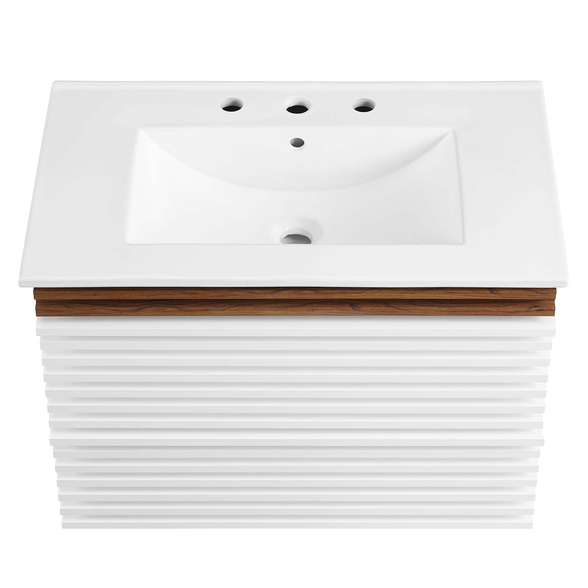 Render Wall-Mount Bathroom Vanity with White Basin Included by Modway
