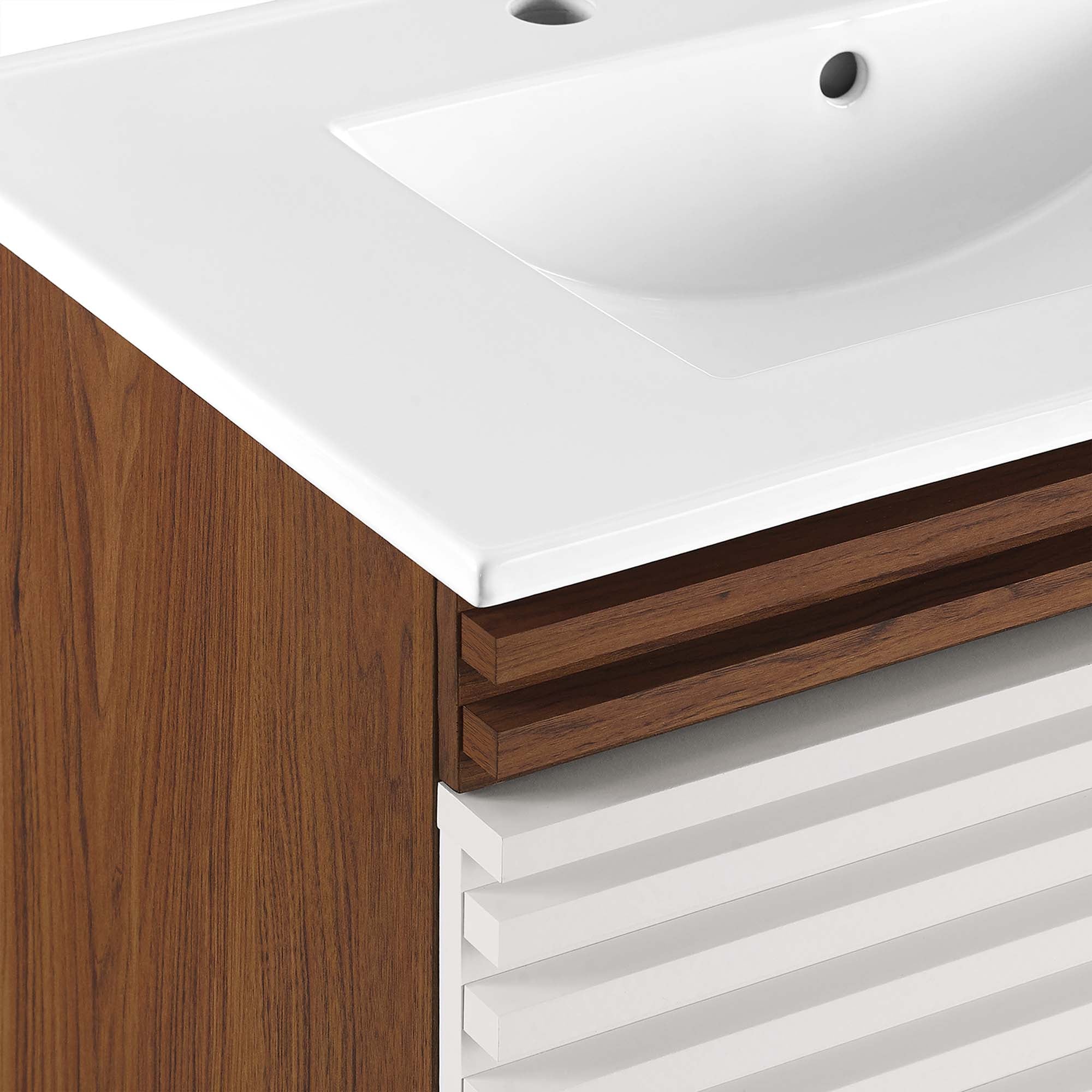 Render Wall-Mount Bathroom Vanity with White Basin Included by Modway