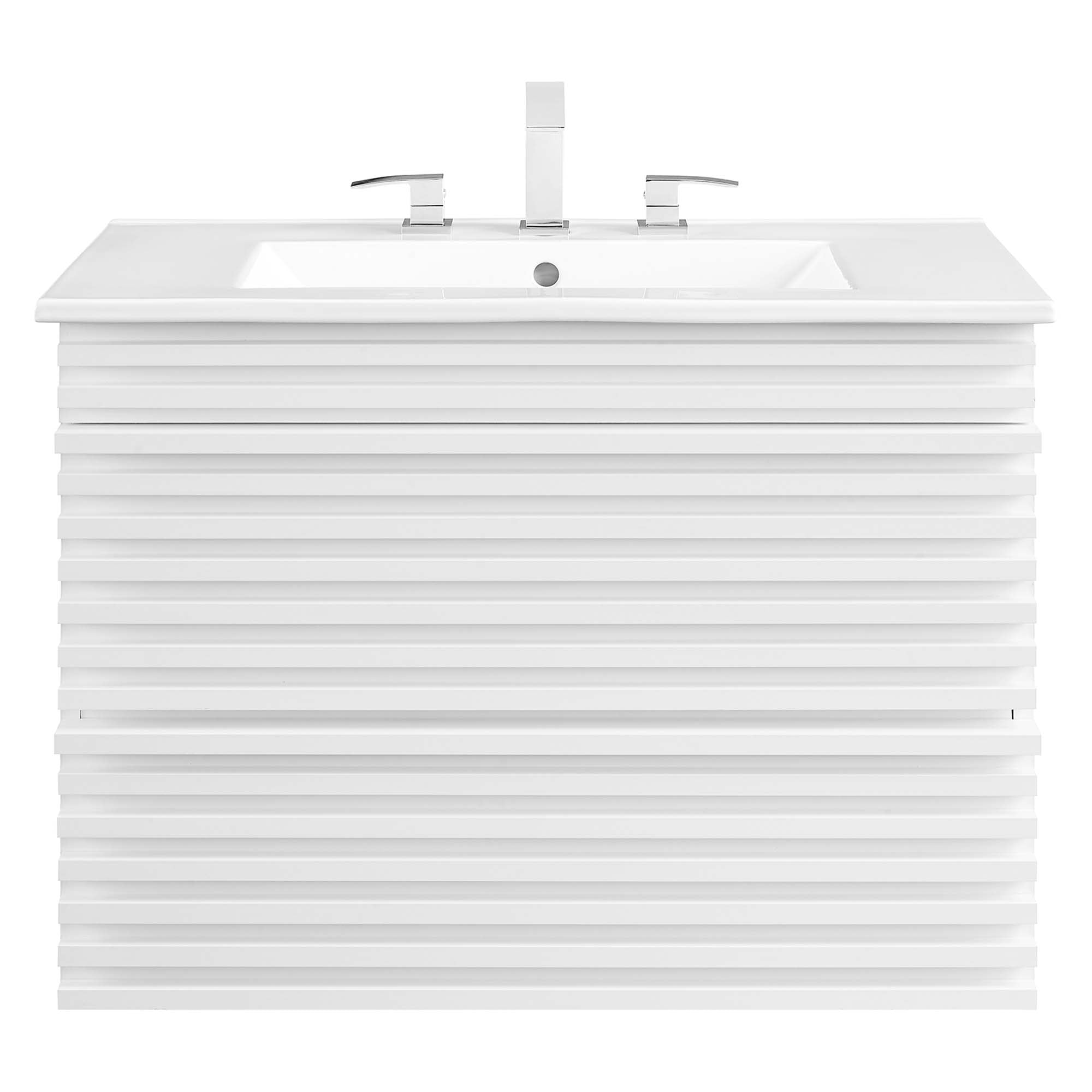 Render Wall-Mount Bathroom Vanity with White Basin Included by Modway