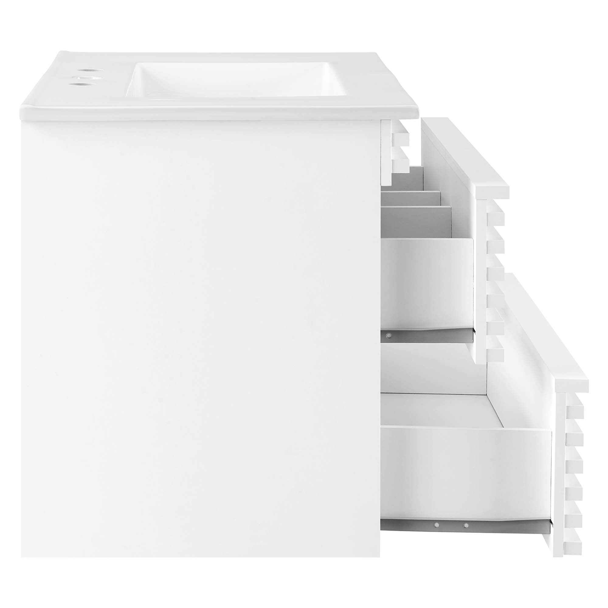 Render Wall-Mount Bathroom Vanity with White Basin Included by Modway