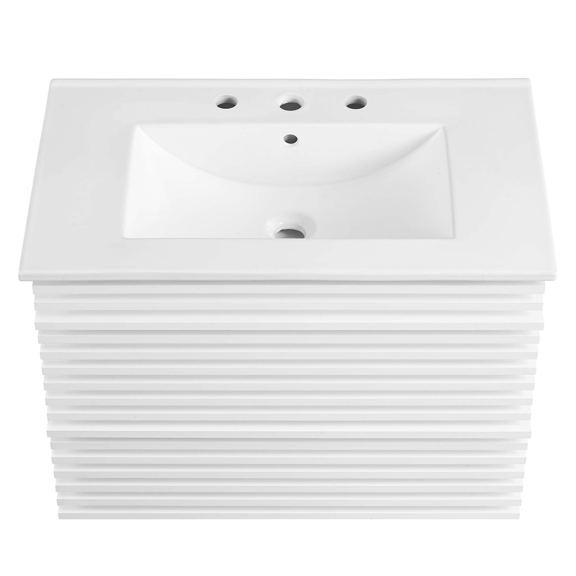Render Wall-Mount Bathroom Vanity with White Basin Included by Modway