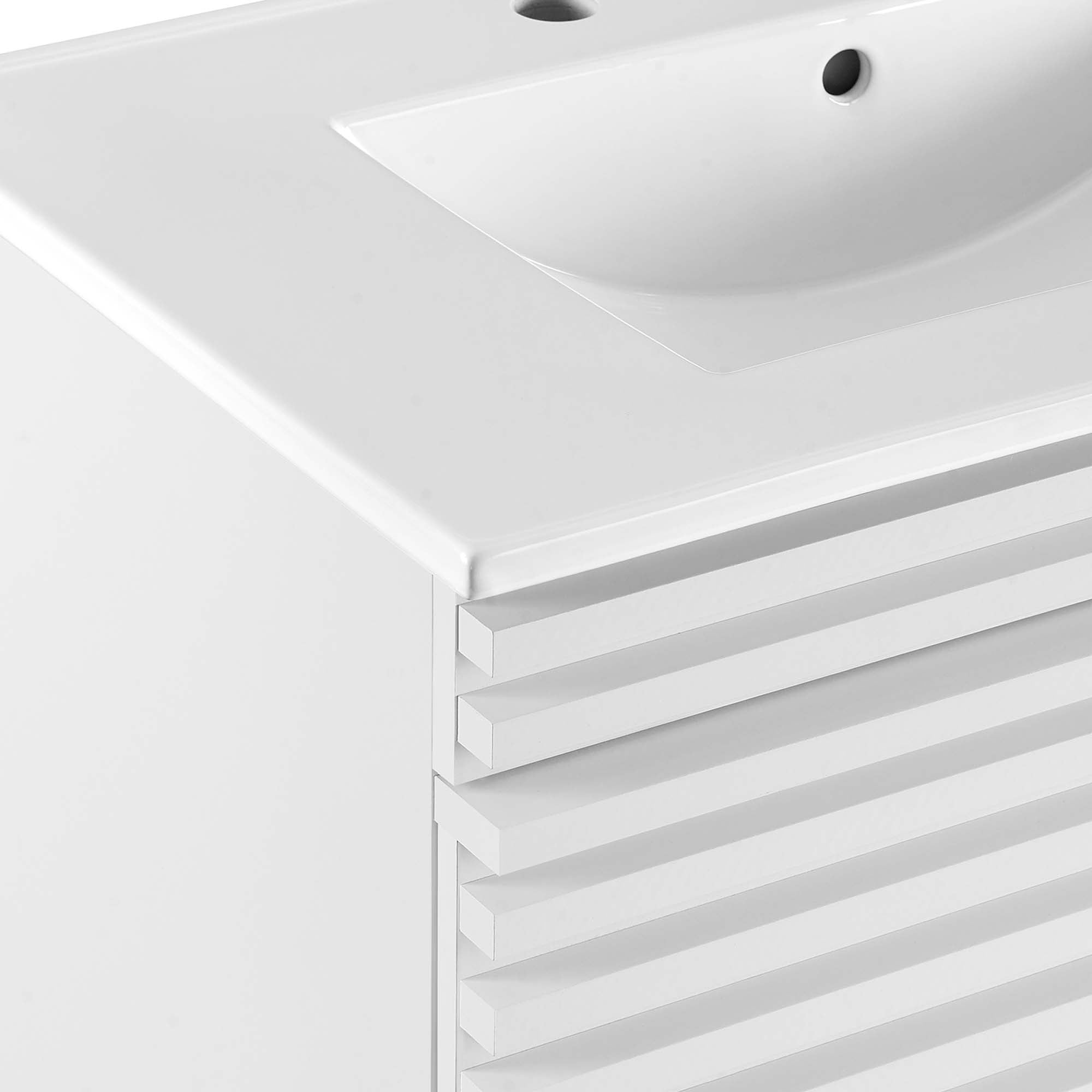 Render Wall-Mount Bathroom Vanity with White Basin Included by Modway