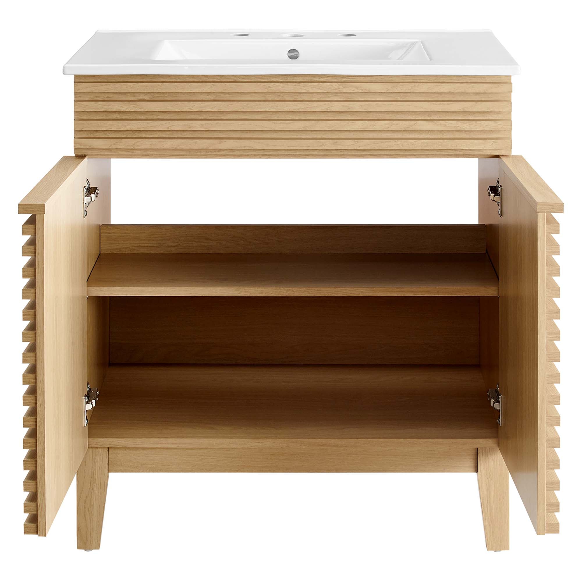 Render 30" and 36" Bathroom Vanities with White Basin Included by Modway