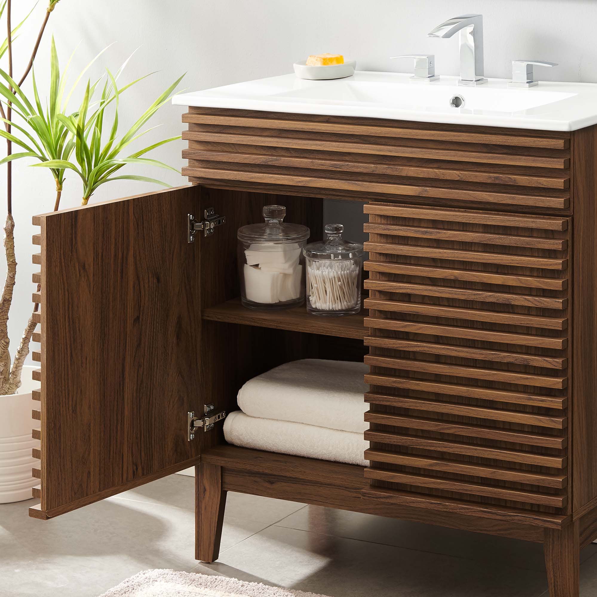 Render 30" and 36" Bathroom Vanities with White Basin Included by Modway