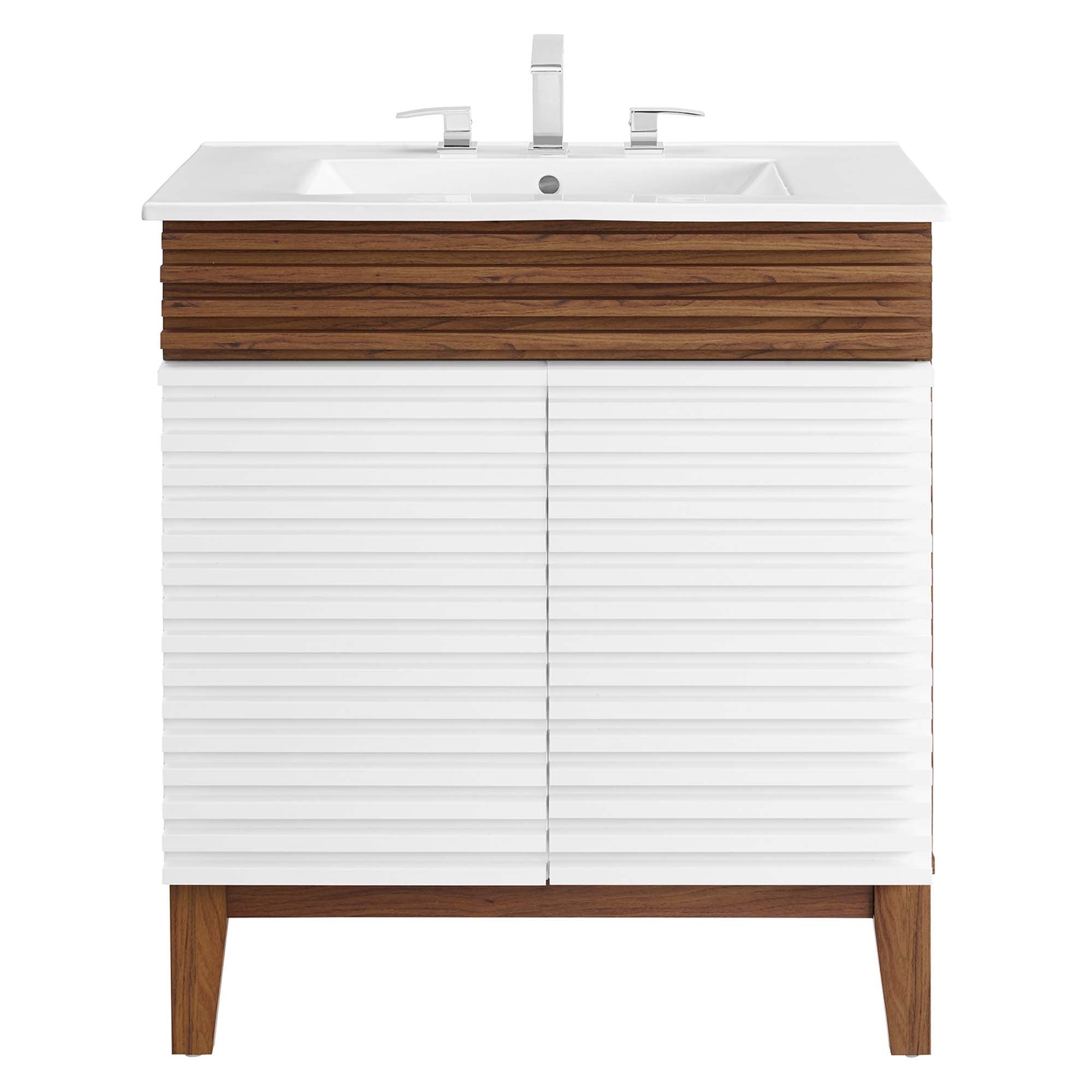 Render 30" and 36" Bathroom Vanities with White Basin Included by Modway
