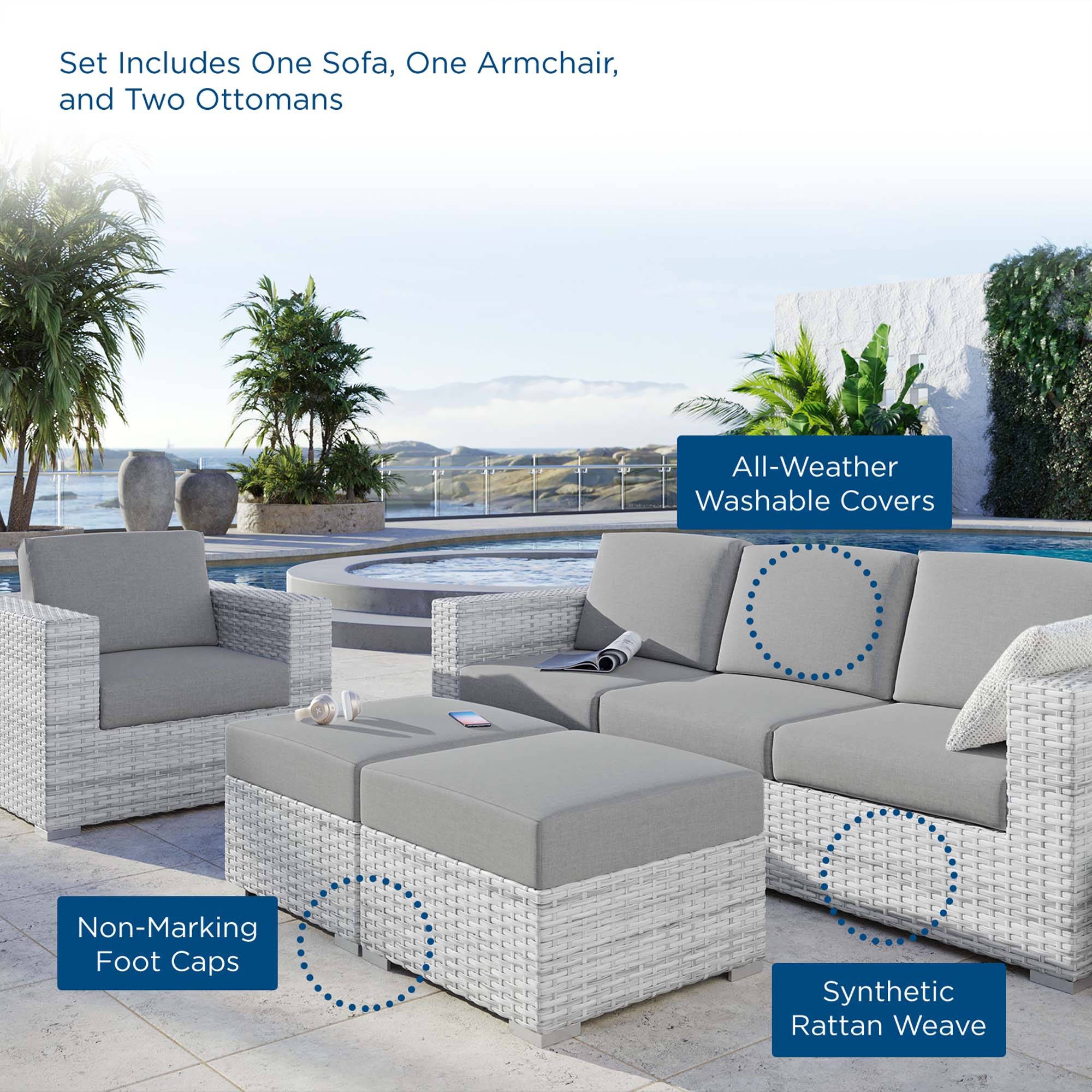 Convene 4-Piece Outdoor Patio Set by Modway