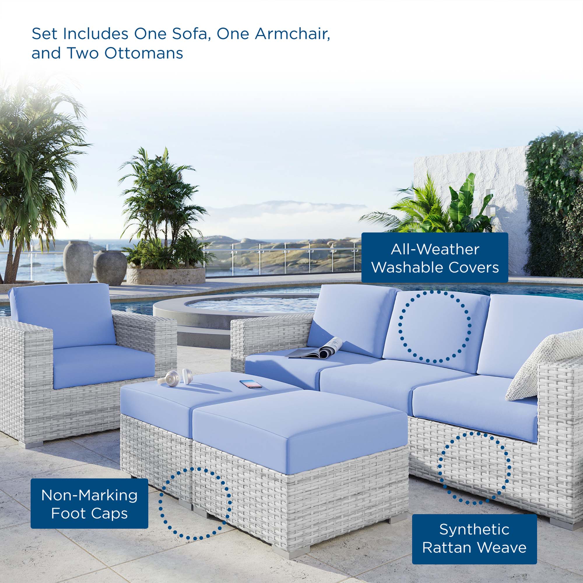 Convene 4-Piece Outdoor Patio Set by Modway