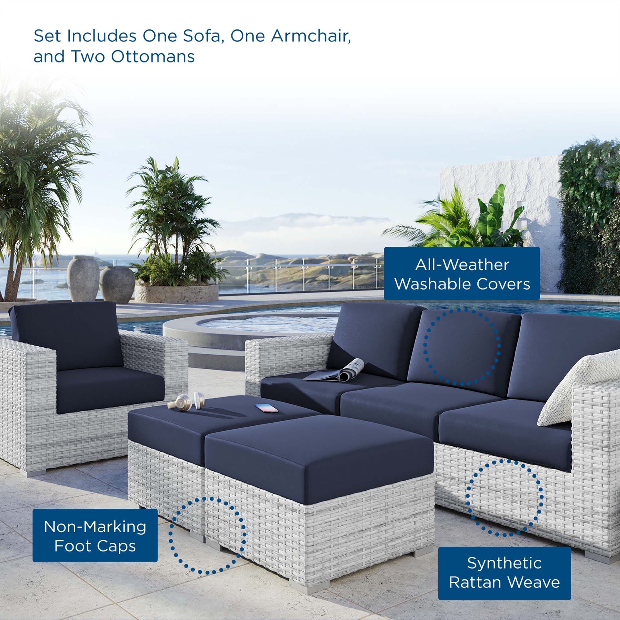 Convene 4-Piece Outdoor Patio Set by Modway