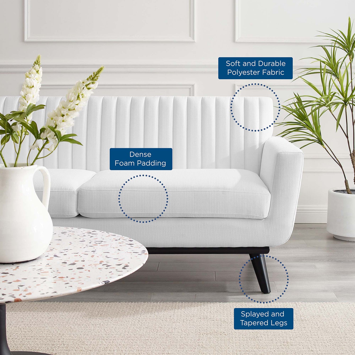 Engage Channel Tufted Fabric Loveseat by Modway