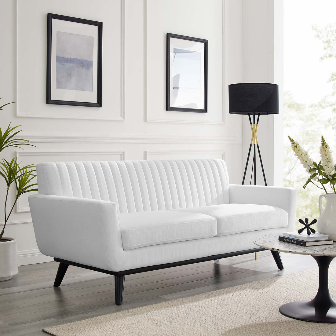 Engage Channel Tufted Fabric Loveseat by Modway