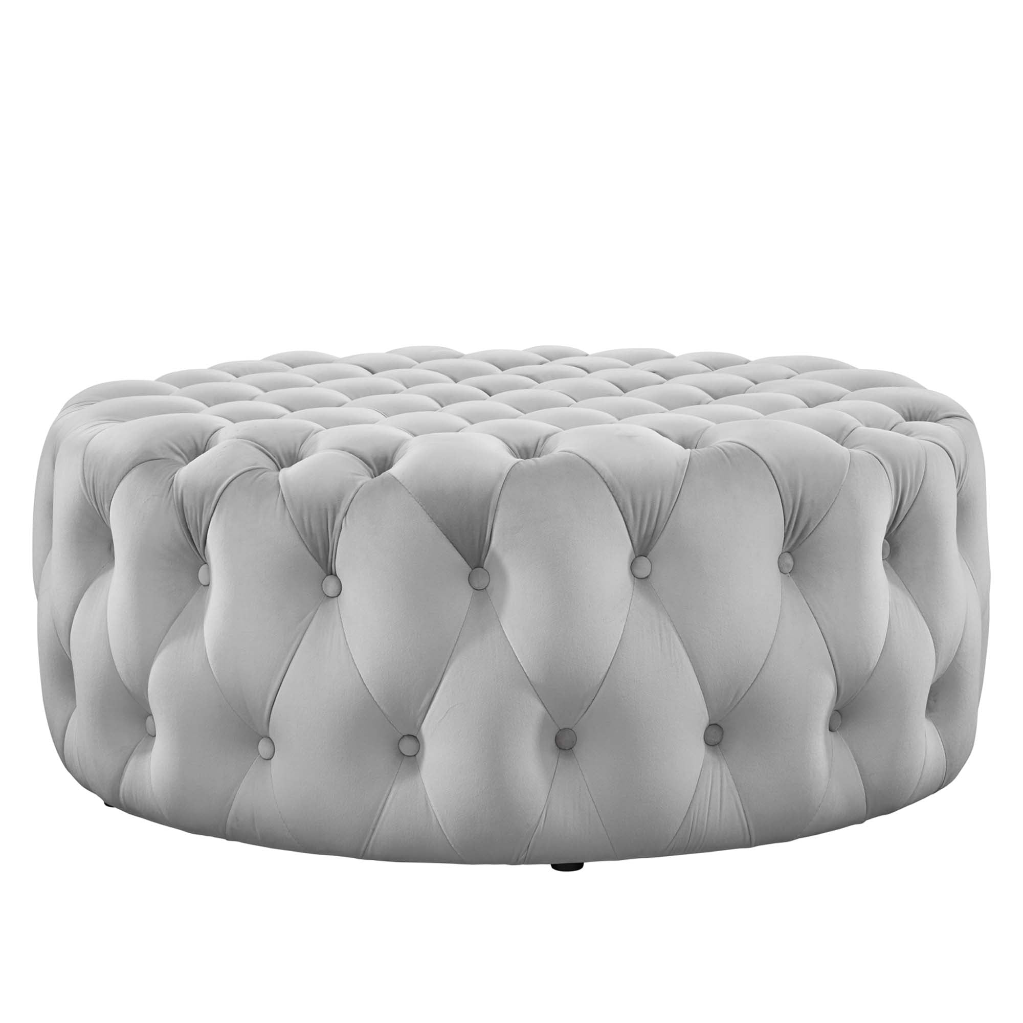 Amour Tufted Button Large Round Performance Velvet Ottoman by Modway
