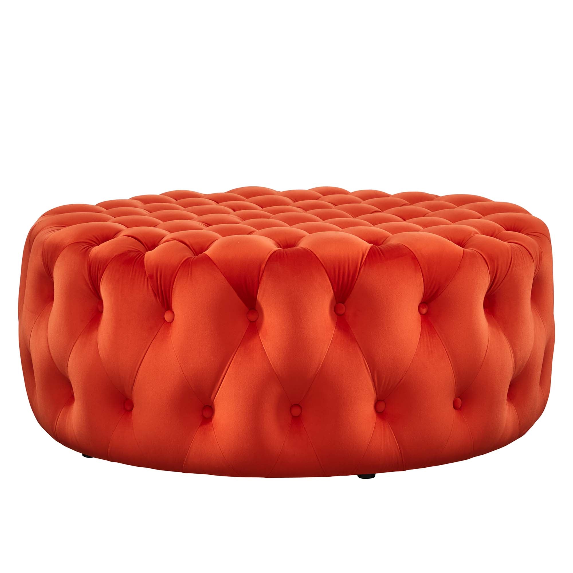 Amour Tufted Button Large Round Performance Velvet Ottoman by Modway