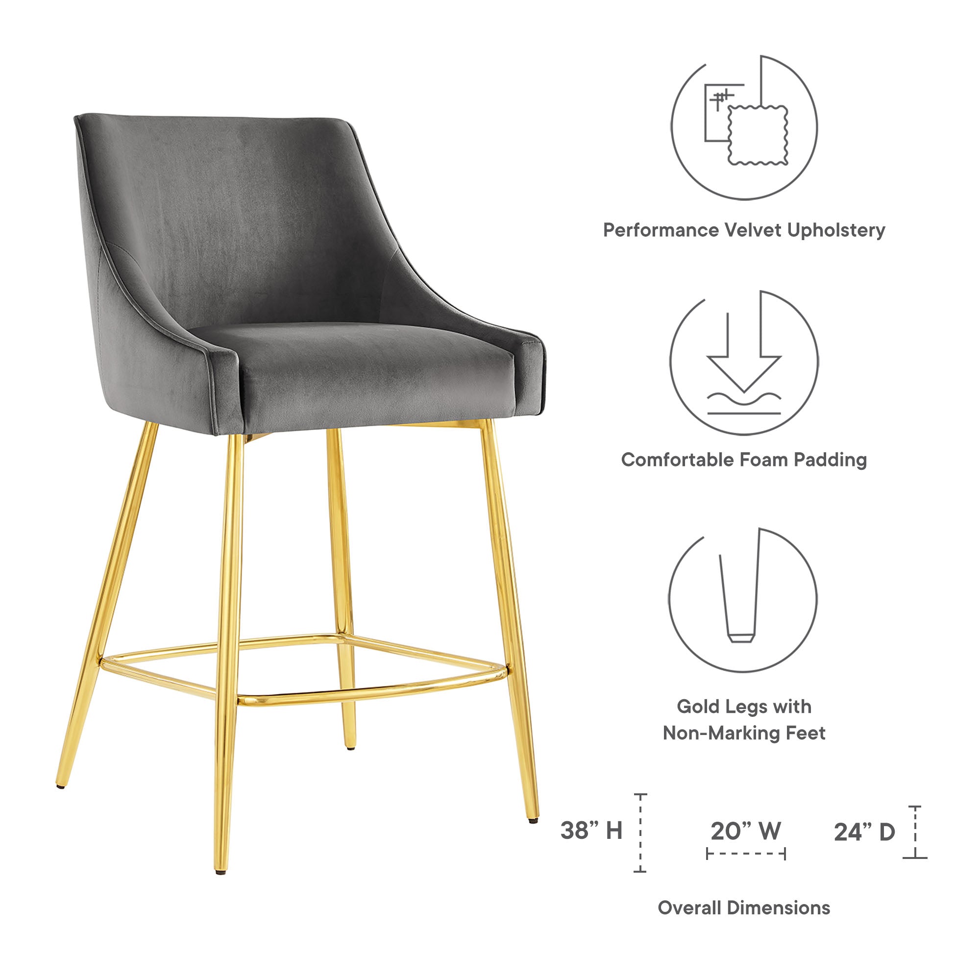 Discern Performance Velvet Counter Stool by Modway