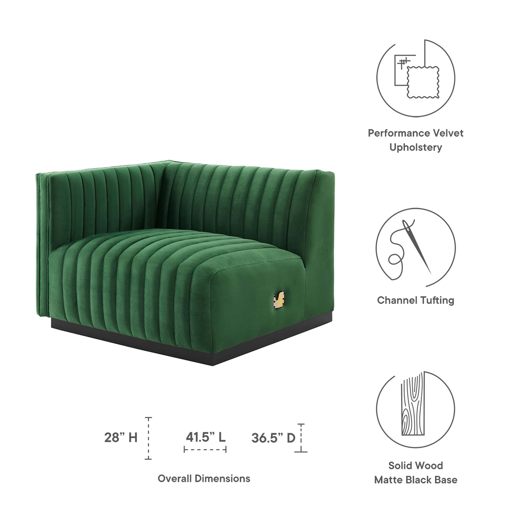 Conjure Channel Tufted Performance Velvet Left-Arm Chair by Modway