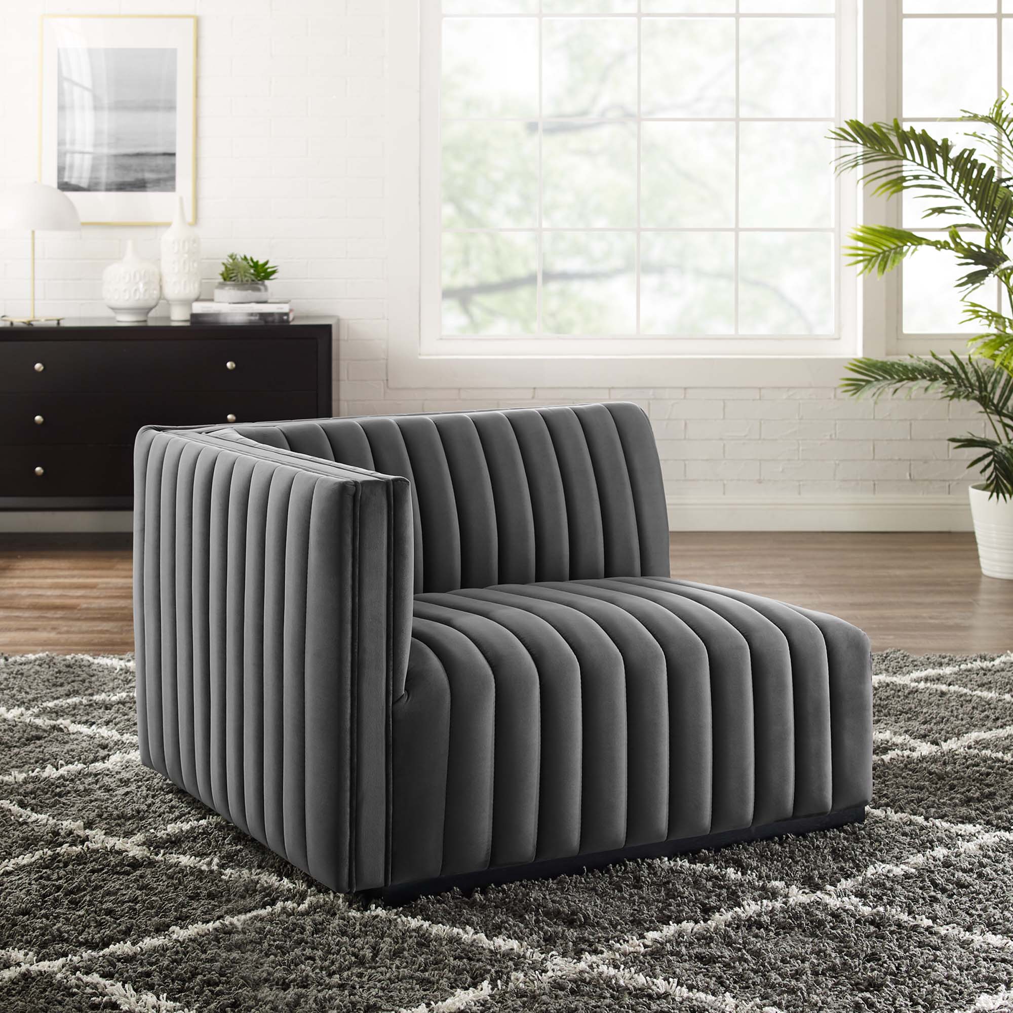 Conjure Channel Tufted Performance Velvet Left-Arm Chair by Modway