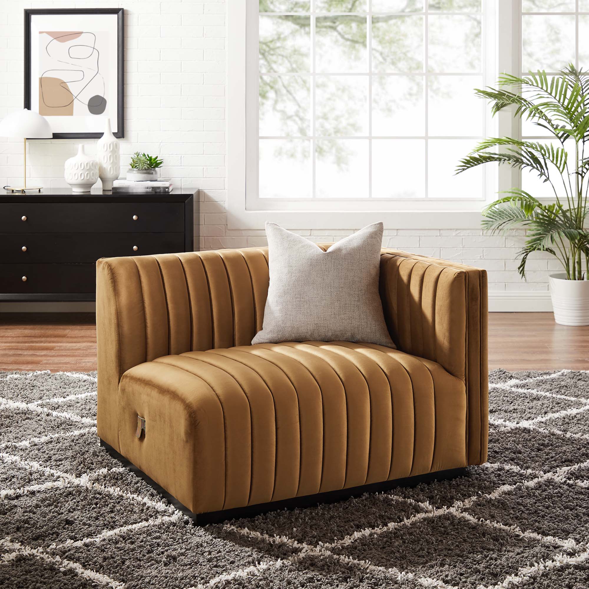 Conjure Channel Tufted Performance Velvet Right-Arm Chair by Modway