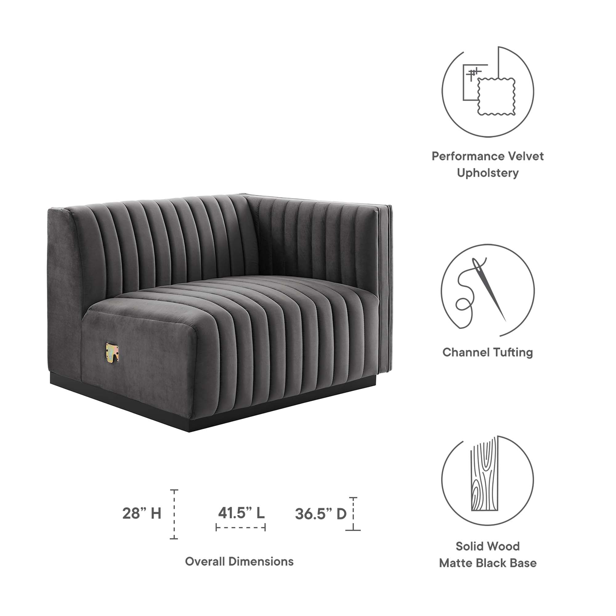 Conjure Channel Tufted Performance Velvet Right-Arm Chair by Modway