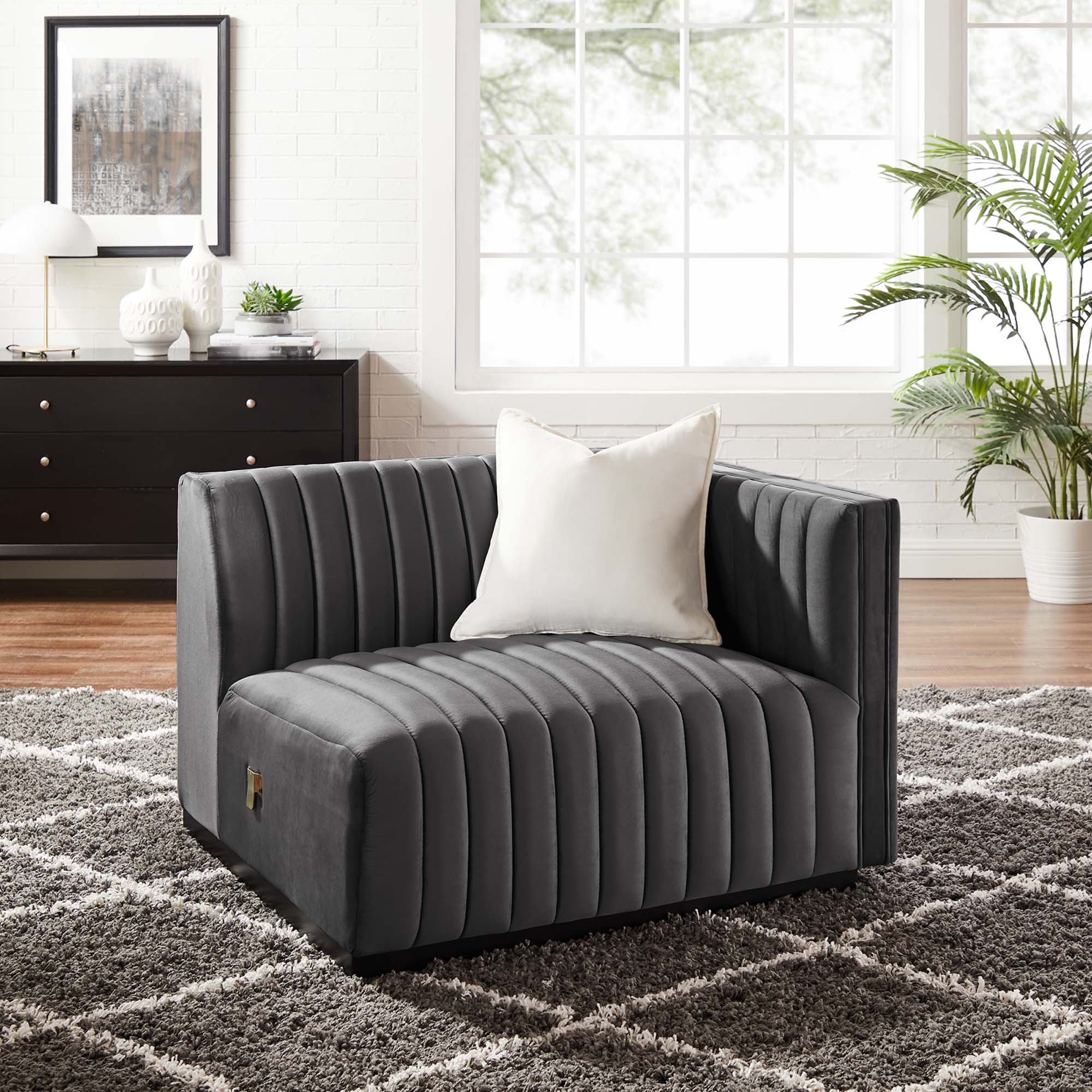 Conjure Channel Tufted Performance Velvet Right-Arm Chair by Modway