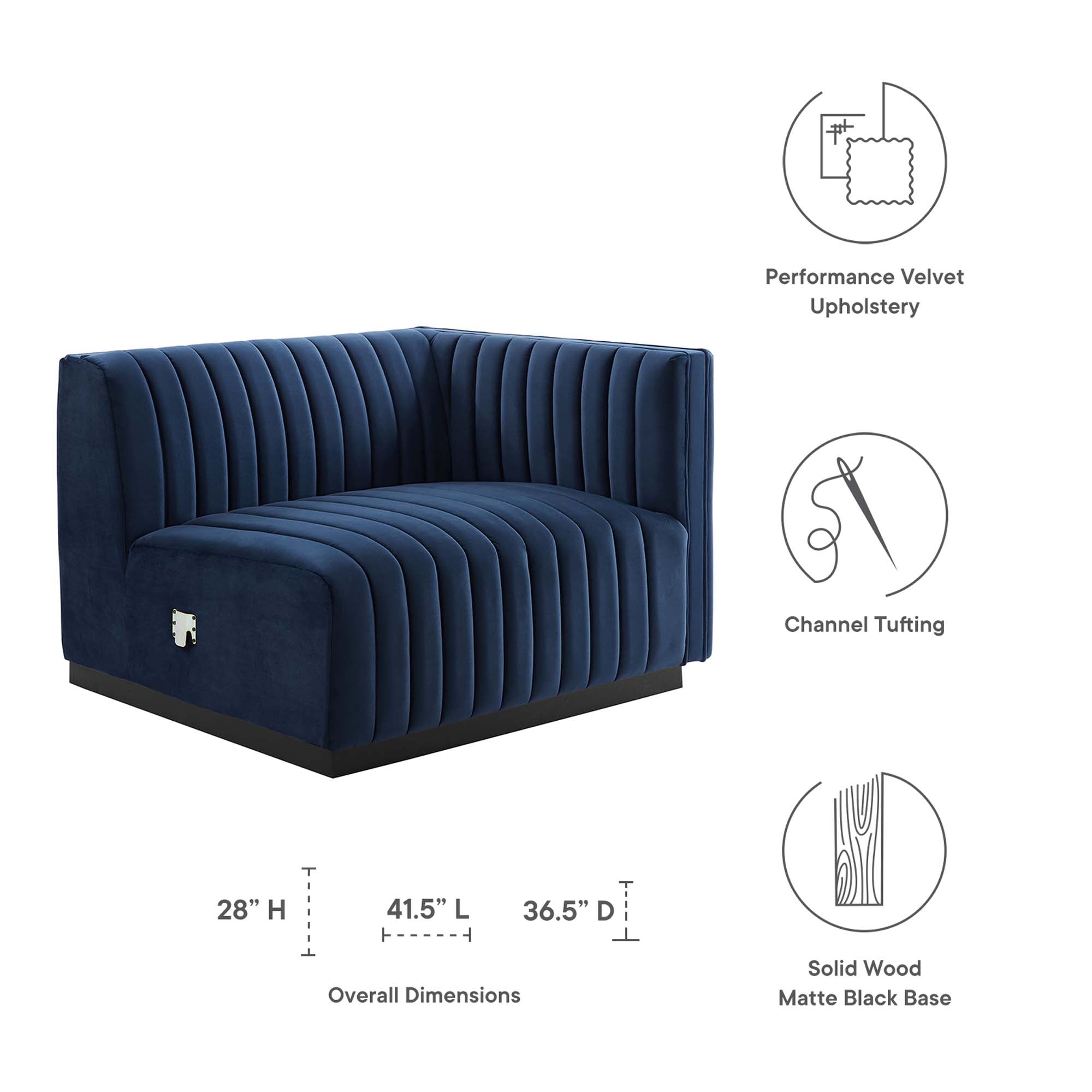 Conjure Channel Tufted Performance Velvet Right-Arm Chair by Modway