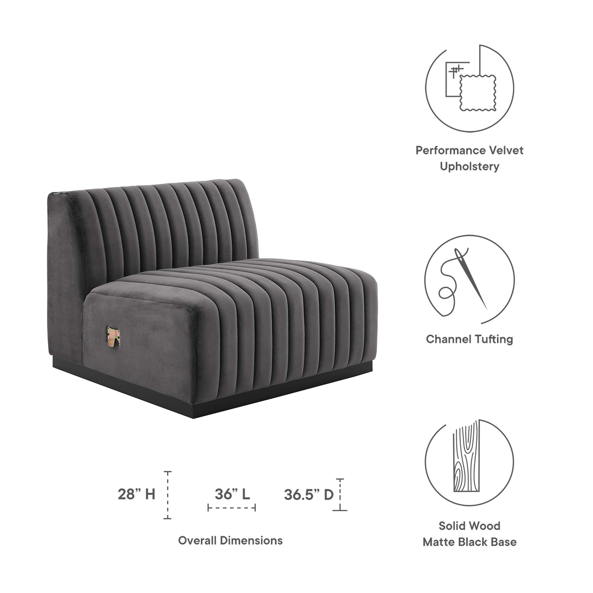 Conjure Channel Tufted Performance Velvet Armless Chair by Modway
