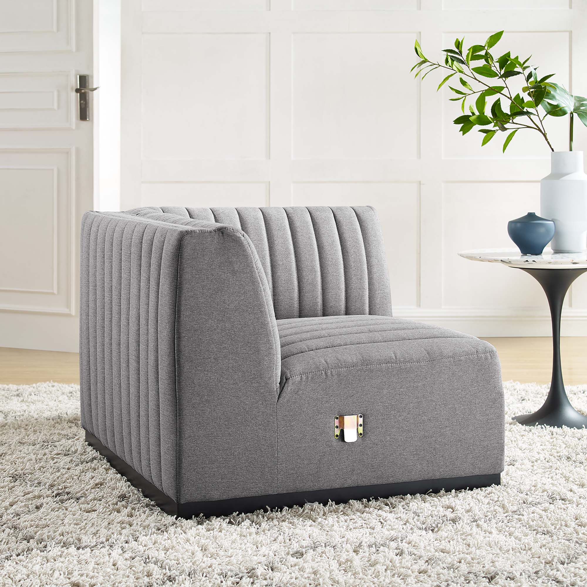 Conjure Channel Tufted Upholstered Fabric Right Corner Chair by Modway