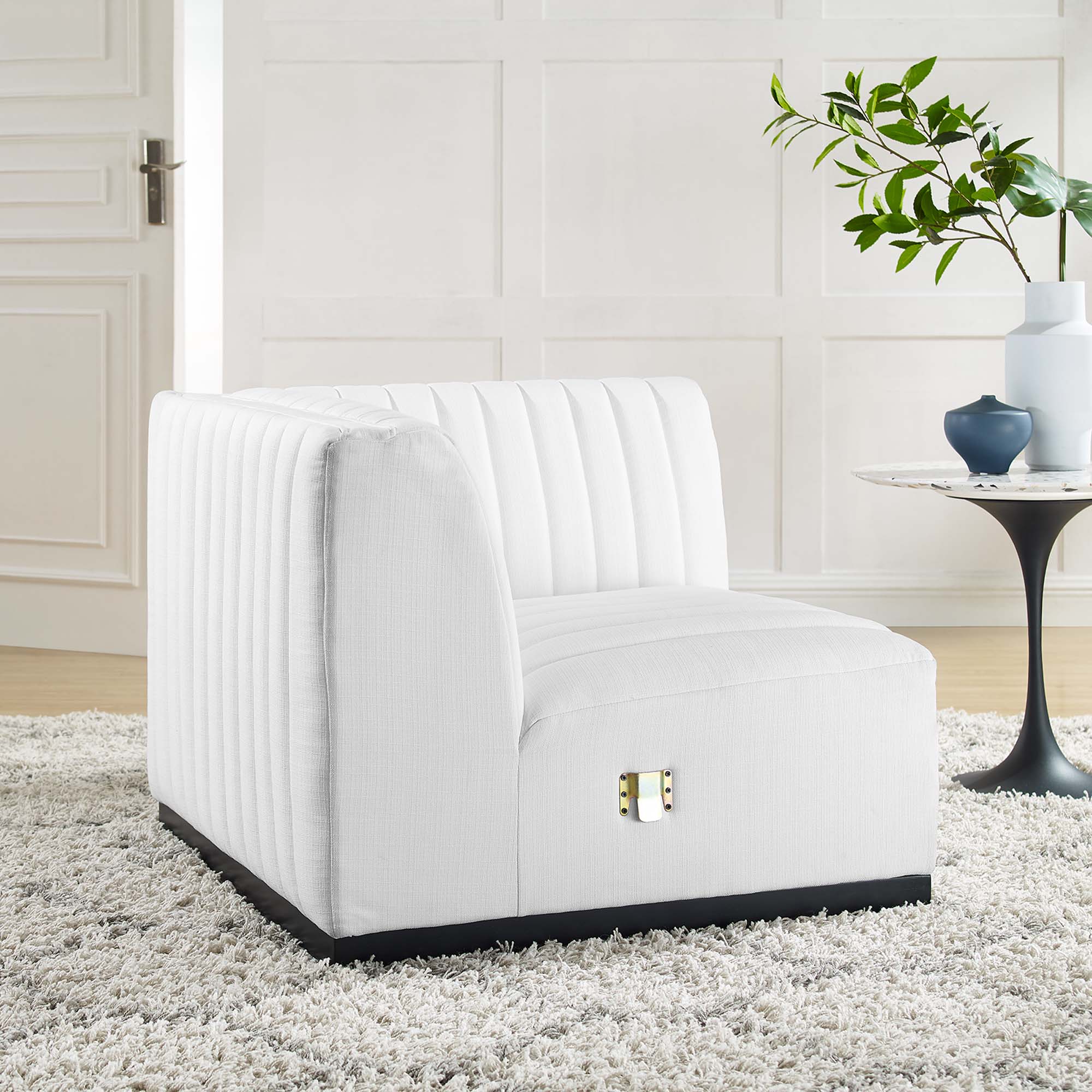 Conjure Channel Tufted Upholstered Fabric Right Corner Chair by Modway