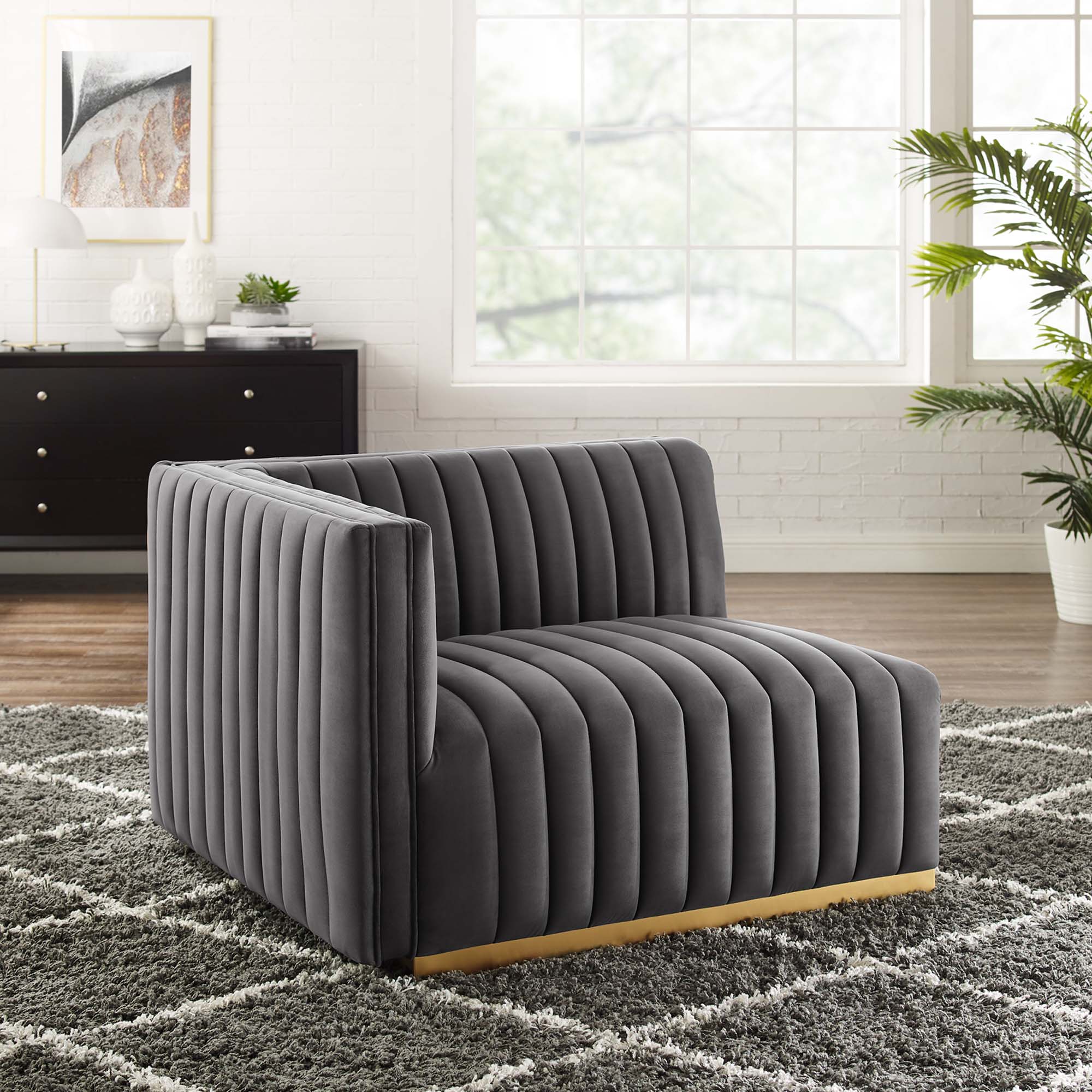 Conjure Channel Tufted Performance Velvet Left-Arm Chair by Modway