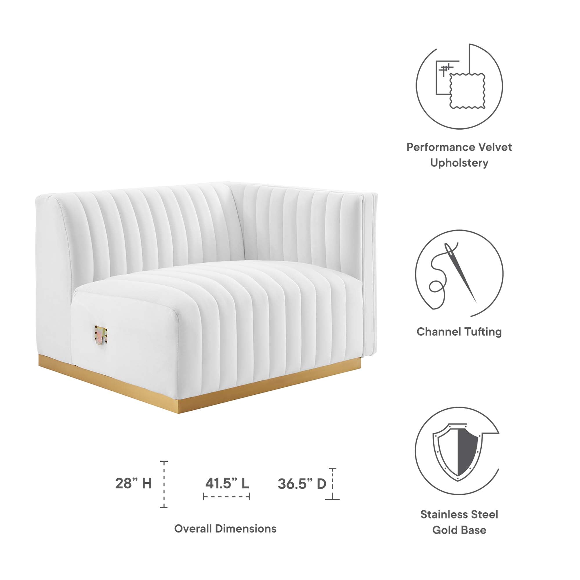 Conjure Channel Tufted Performance Velvet Right-Arm Chair by Modway