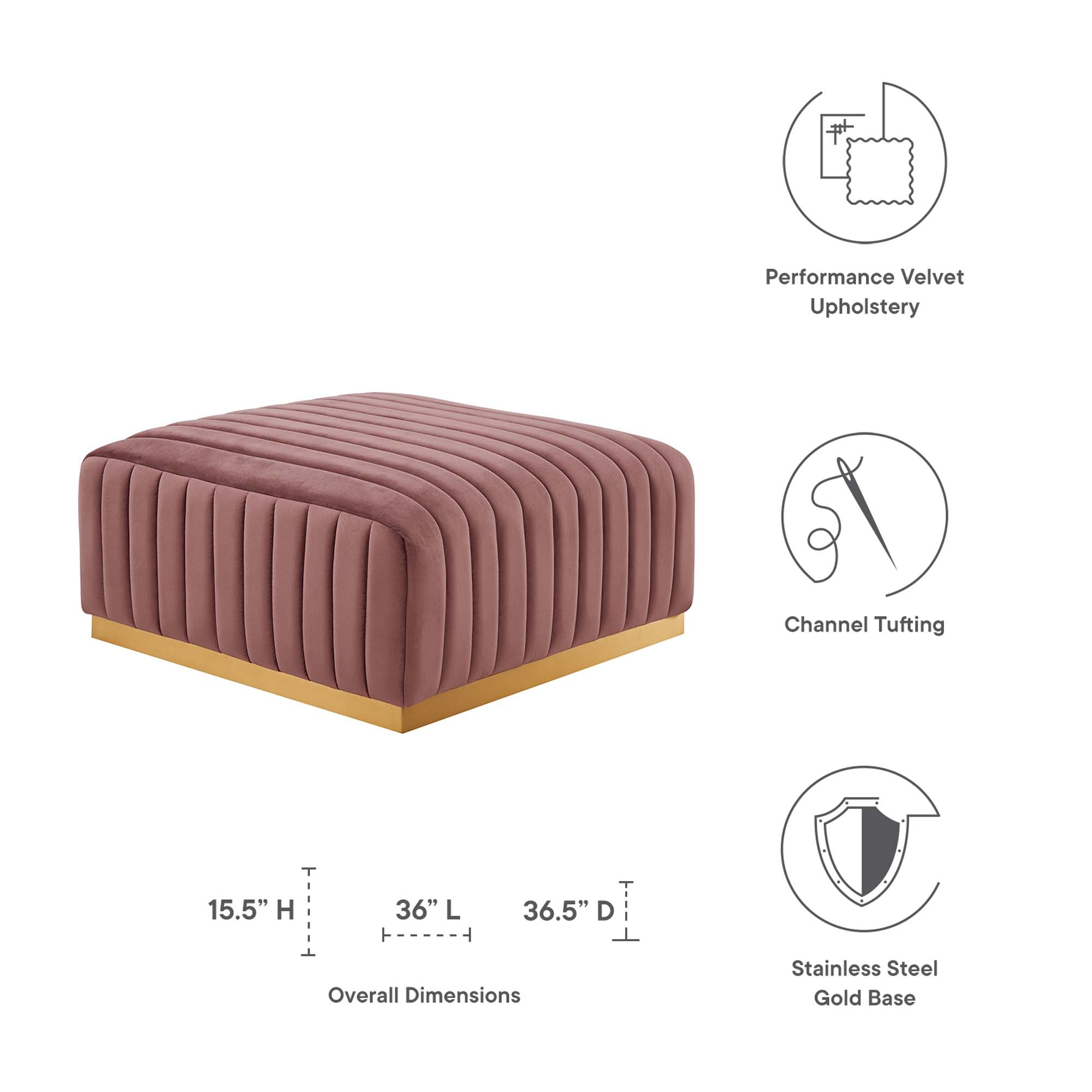 Conjure Channel Tufted Performance Velvet Ottoman by Modway