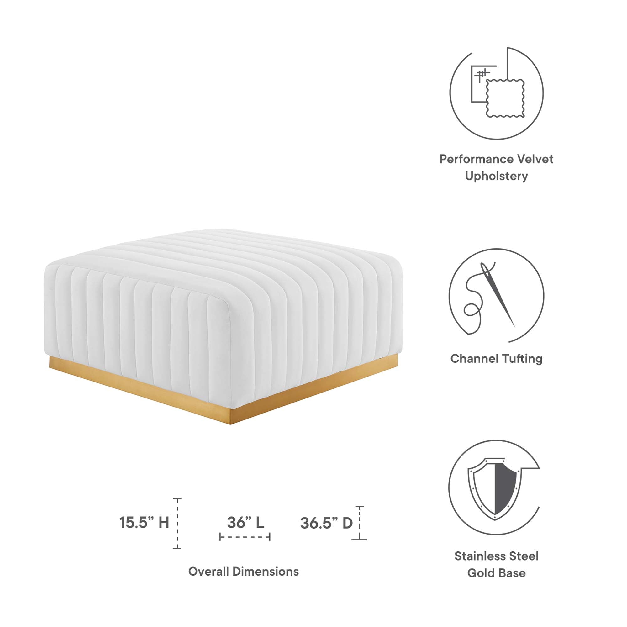 Conjure Channel Tufted Performance Velvet Ottoman by Modway