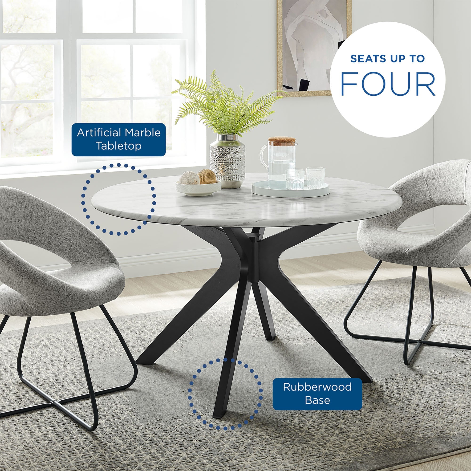 Traverse 50" Round Performance Artificial Marble Dining Table by Modway