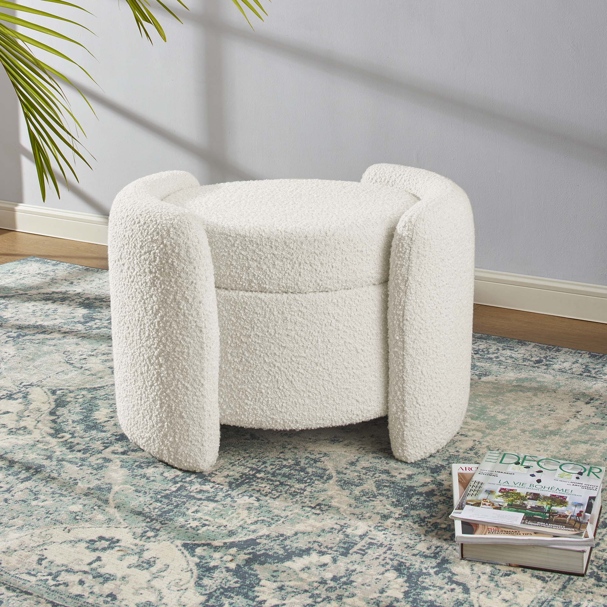 Nebula Boucle Upholstered Upholstered Ottoman by Modway