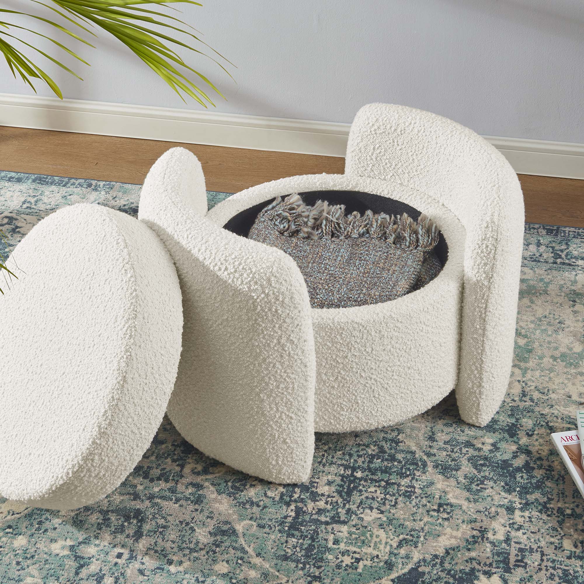 Nebula Boucle Upholstered Upholstered Ottoman by Modway