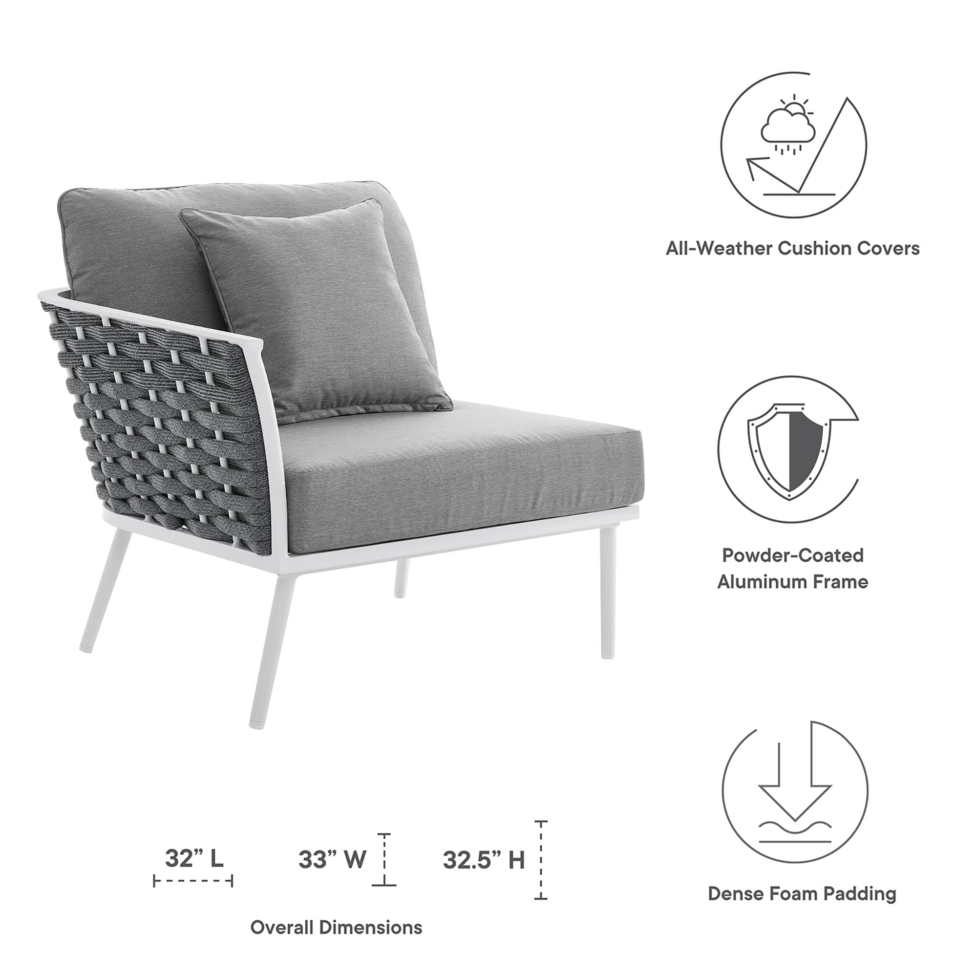 Stance Outdoor Patio Aluminum Left-Facing Armchair by Modway