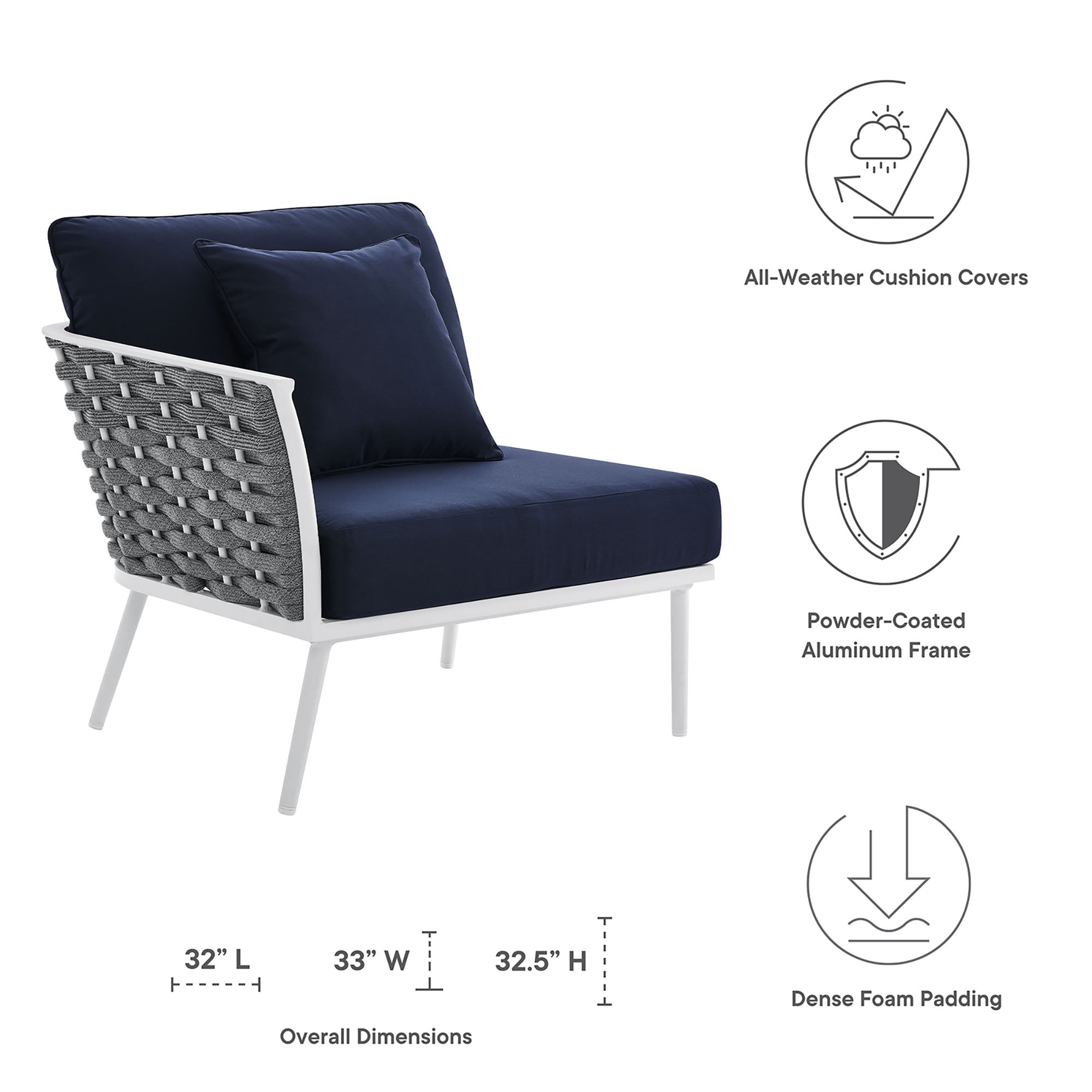 Stance Outdoor Patio Aluminum Left-Facing Armchair by Modway