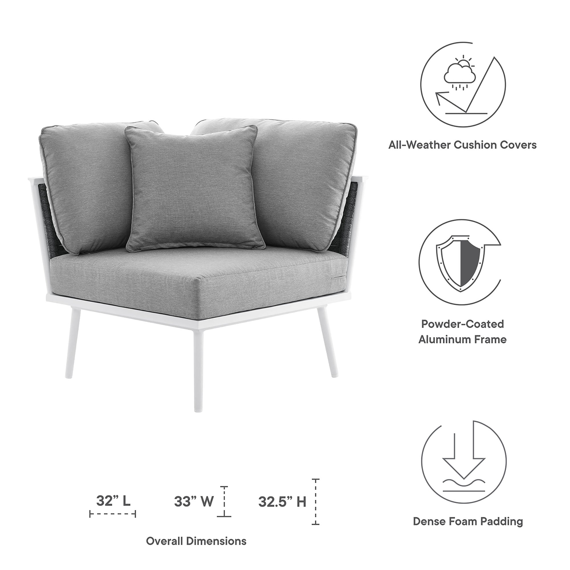 Stance Outdoor Patio Aluminum Corner Chair by Modway