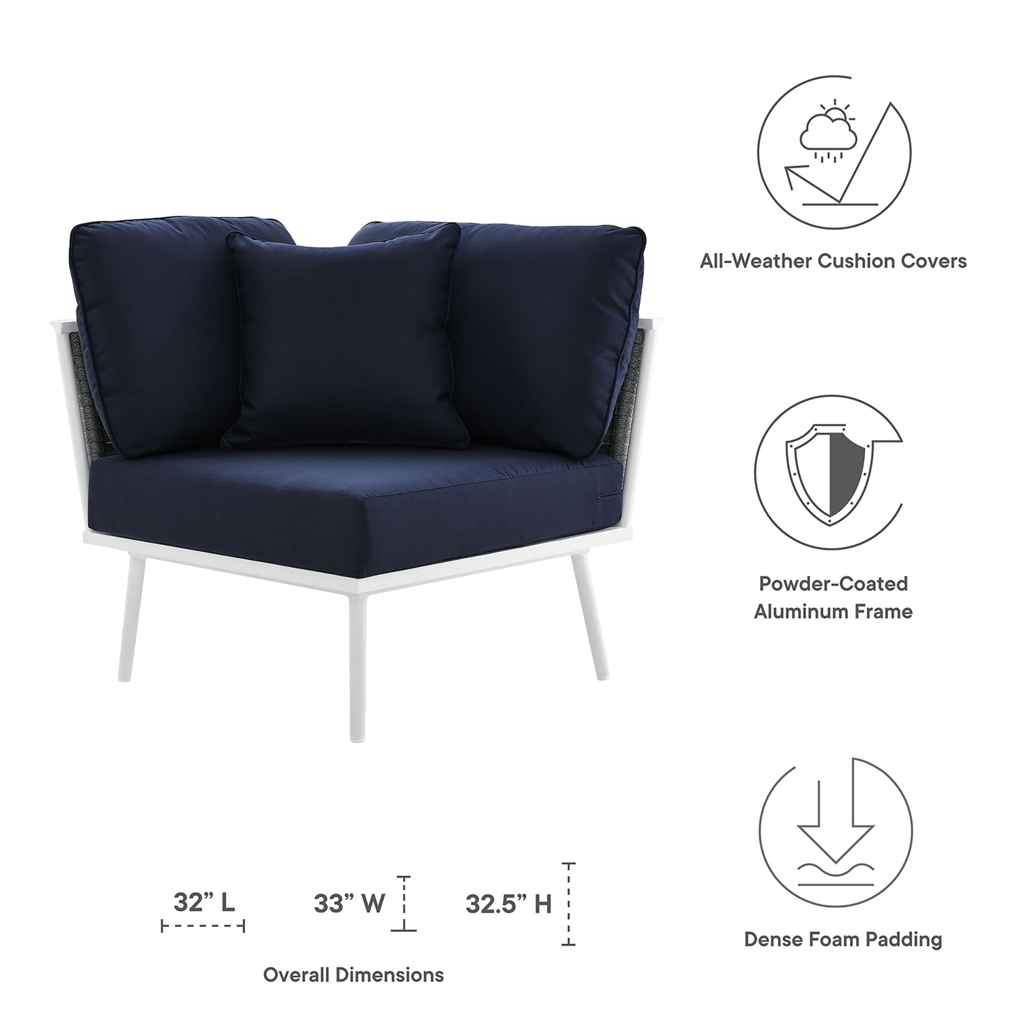 Stance Outdoor Patio Aluminum Corner Chair by Modway