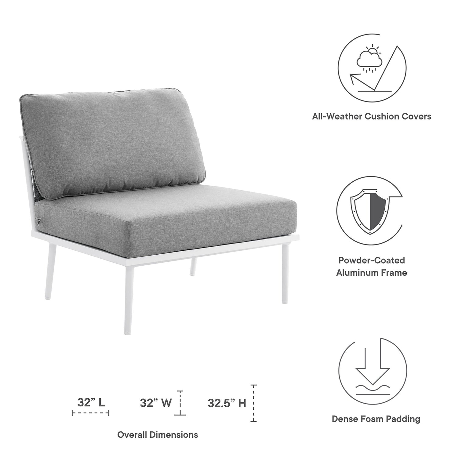 Stance Outdoor Patio Aluminum Armless Chair by Modway