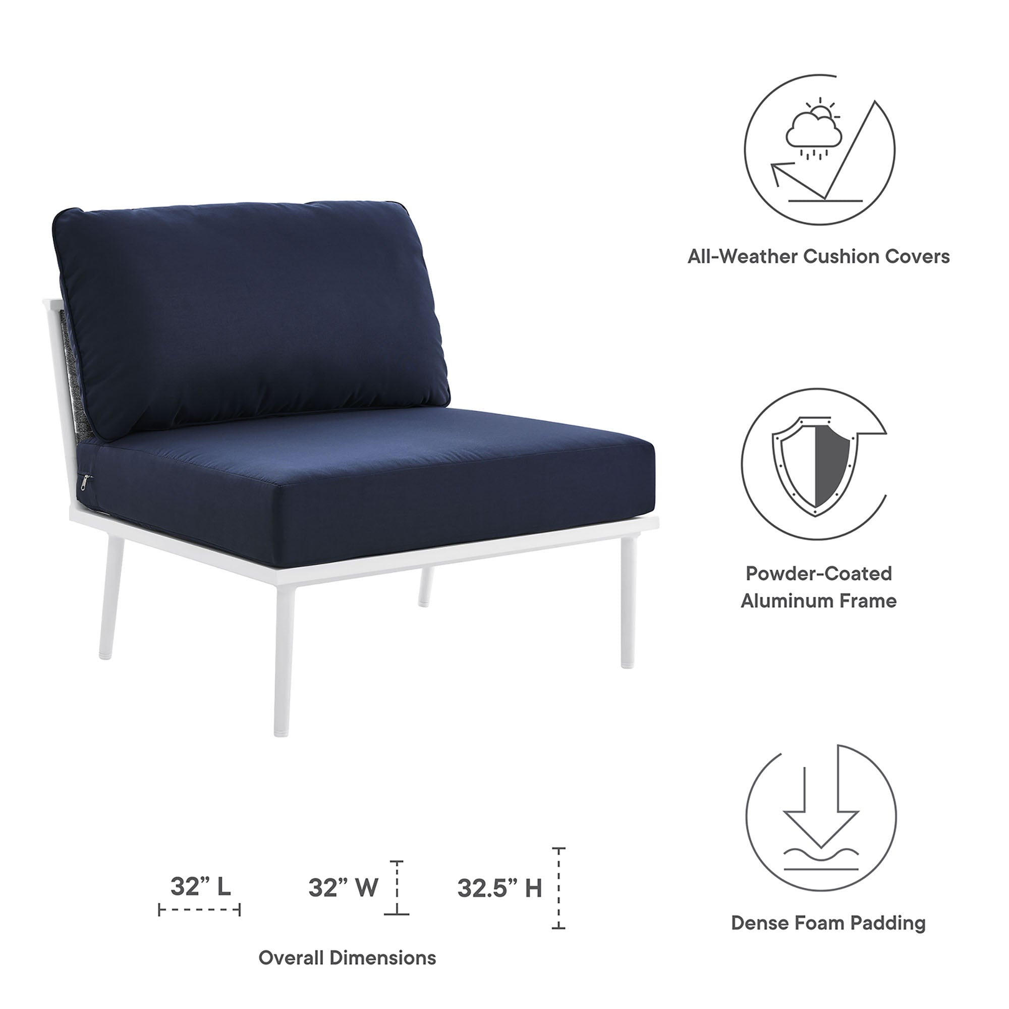 Stance Outdoor Patio Aluminum Armless Chair by Modway