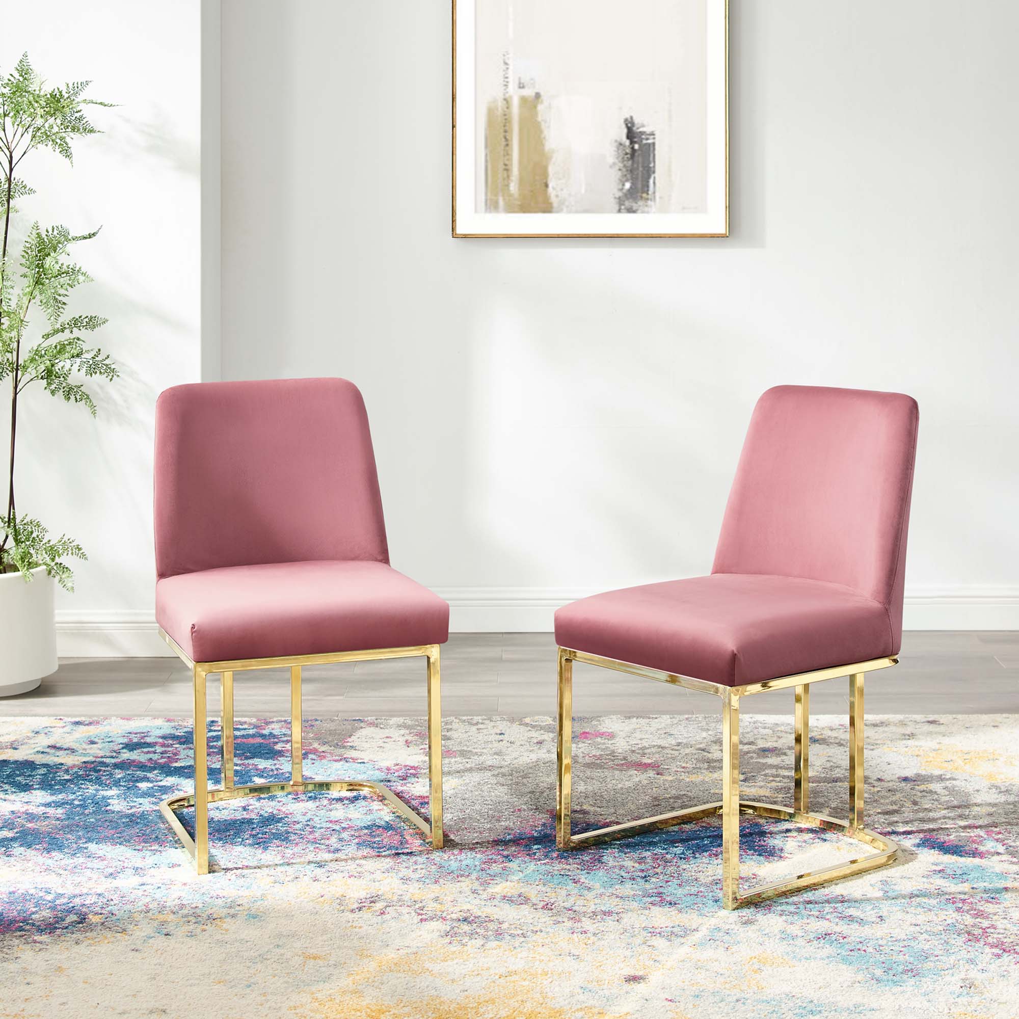 Amplify Sled Base Performance Velvet Dining Chairs - Set of 2 by Modway