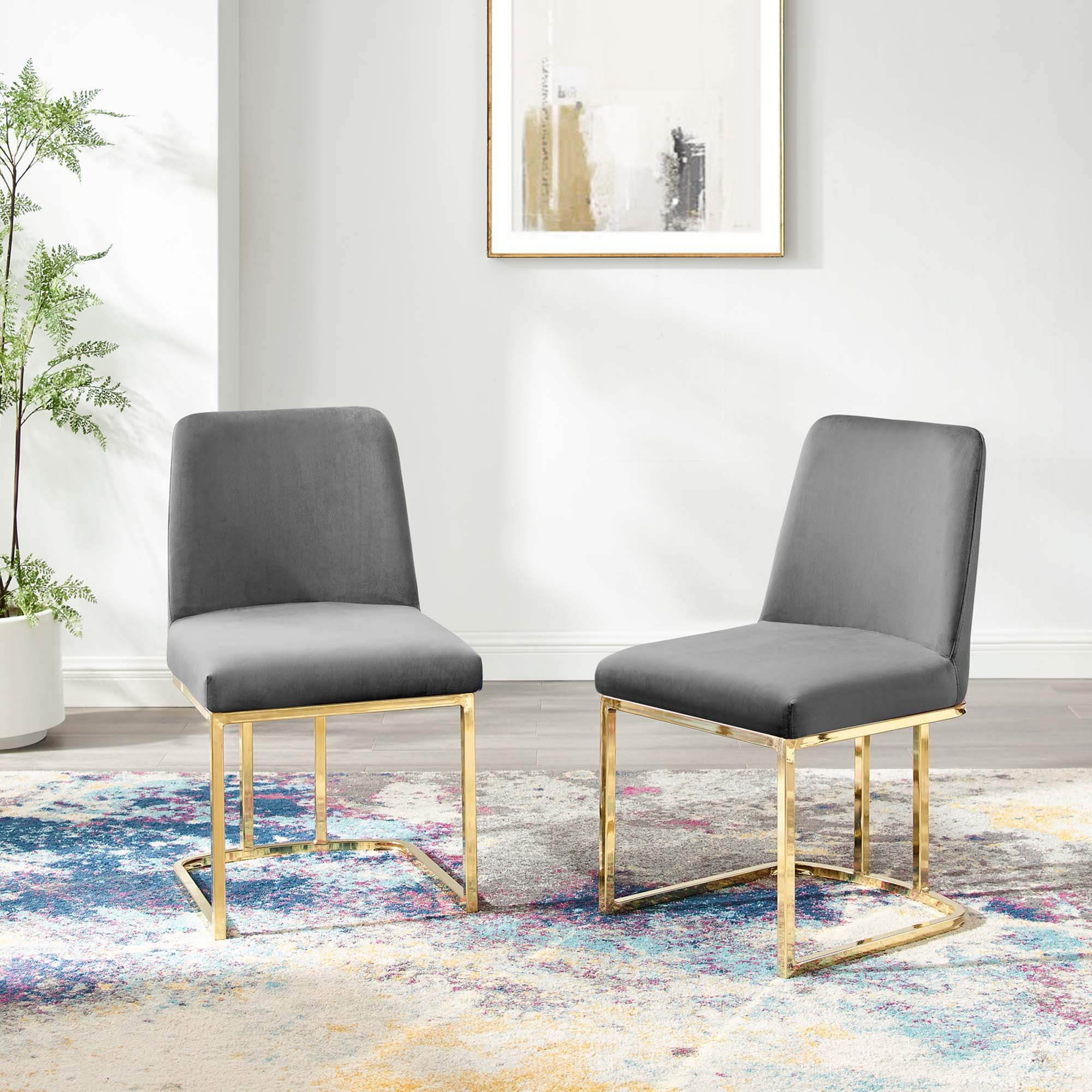 Amplify Sled Base Performance Velvet Dining Chairs - Set of 2 by Modway