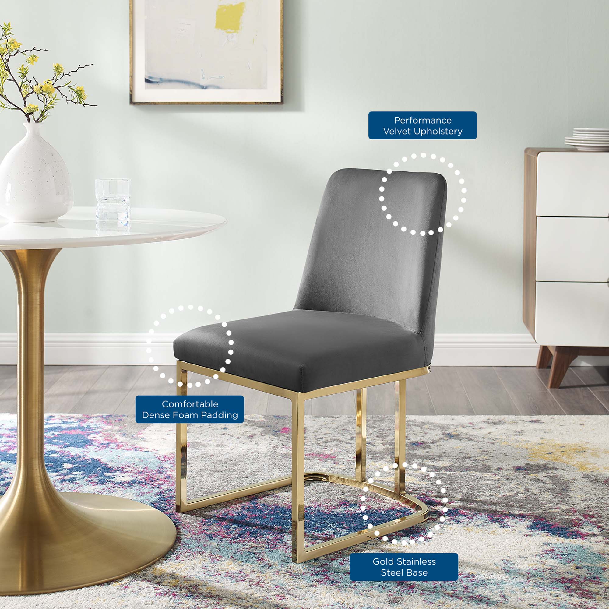 Amplify Sled Base Performance Velvet Dining Chairs - Set of 2 by Modway