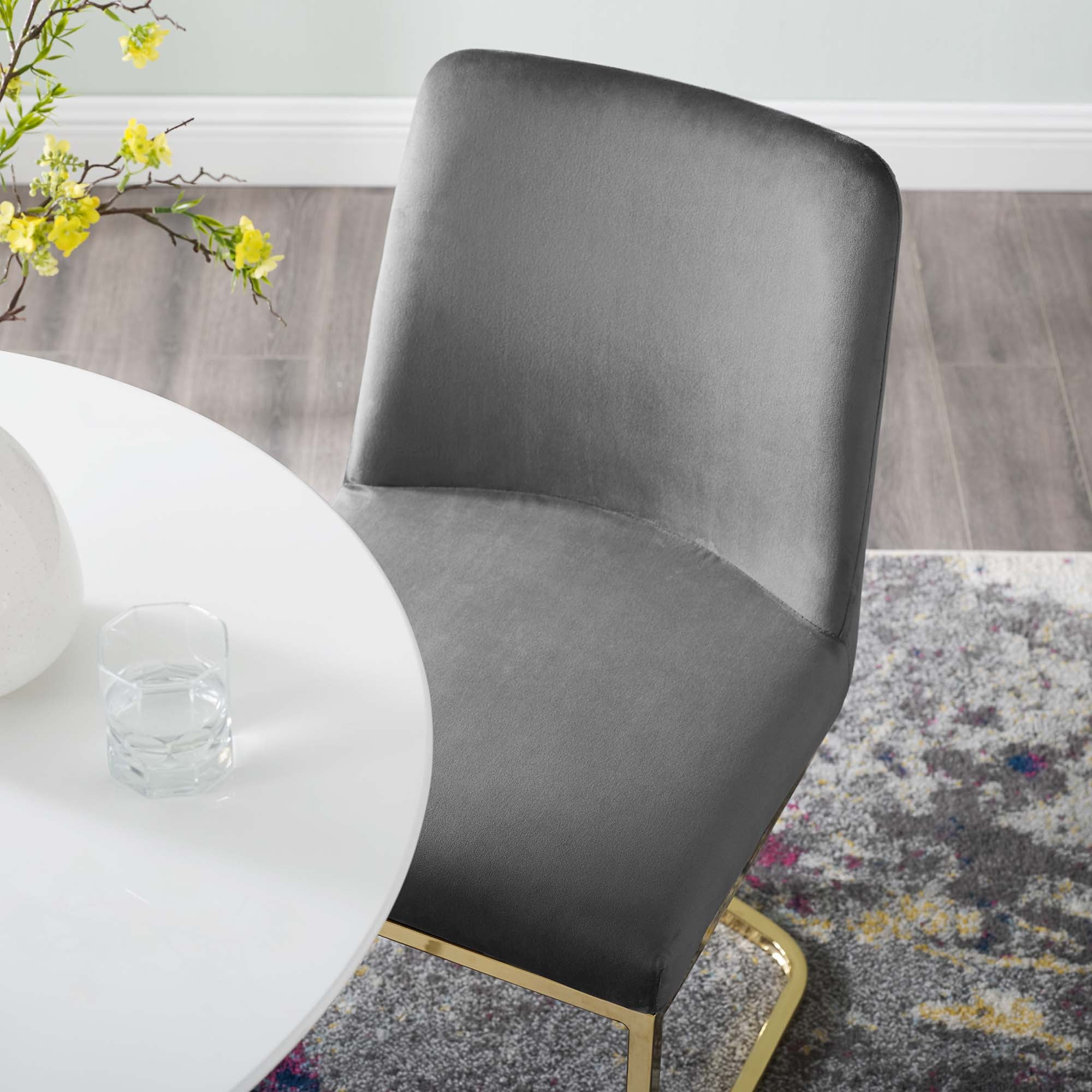 Amplify Sled Base Performance Velvet Dining Chairs - Set of 2 by Modway