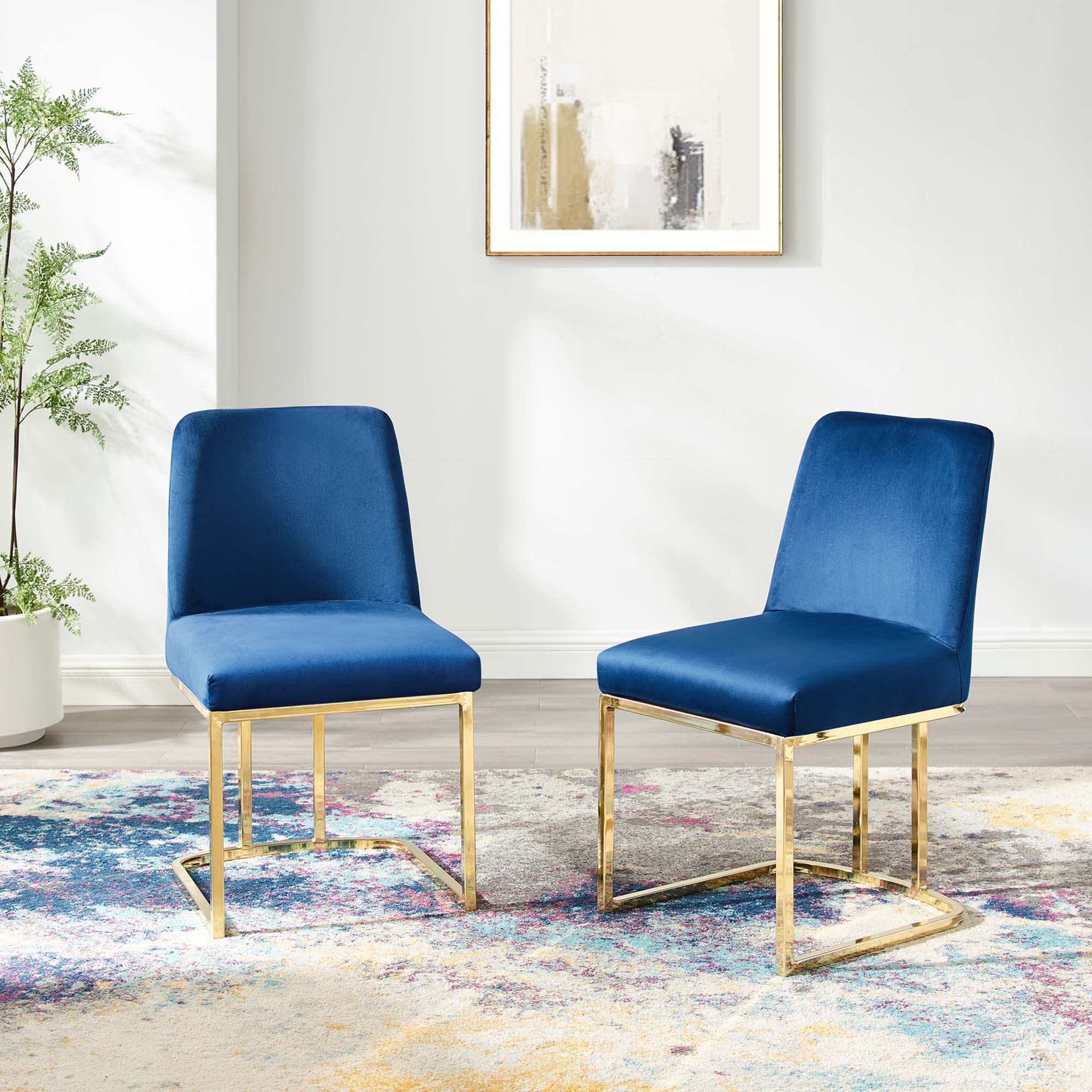 Amplify Sled Base Performance Velvet Dining Chairs - Set of 2 by Modway