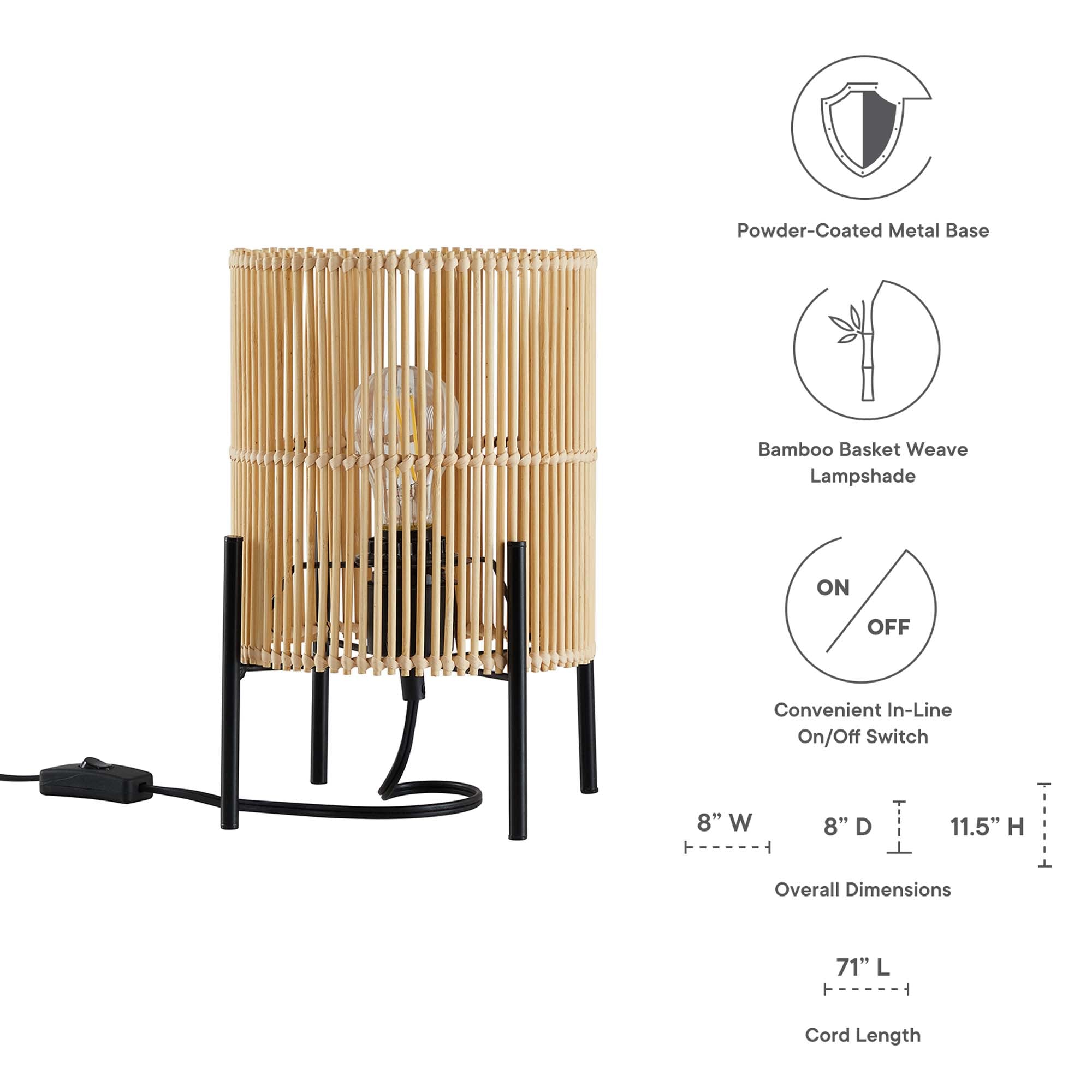 Casen Bamboo Table Lamp by Modway